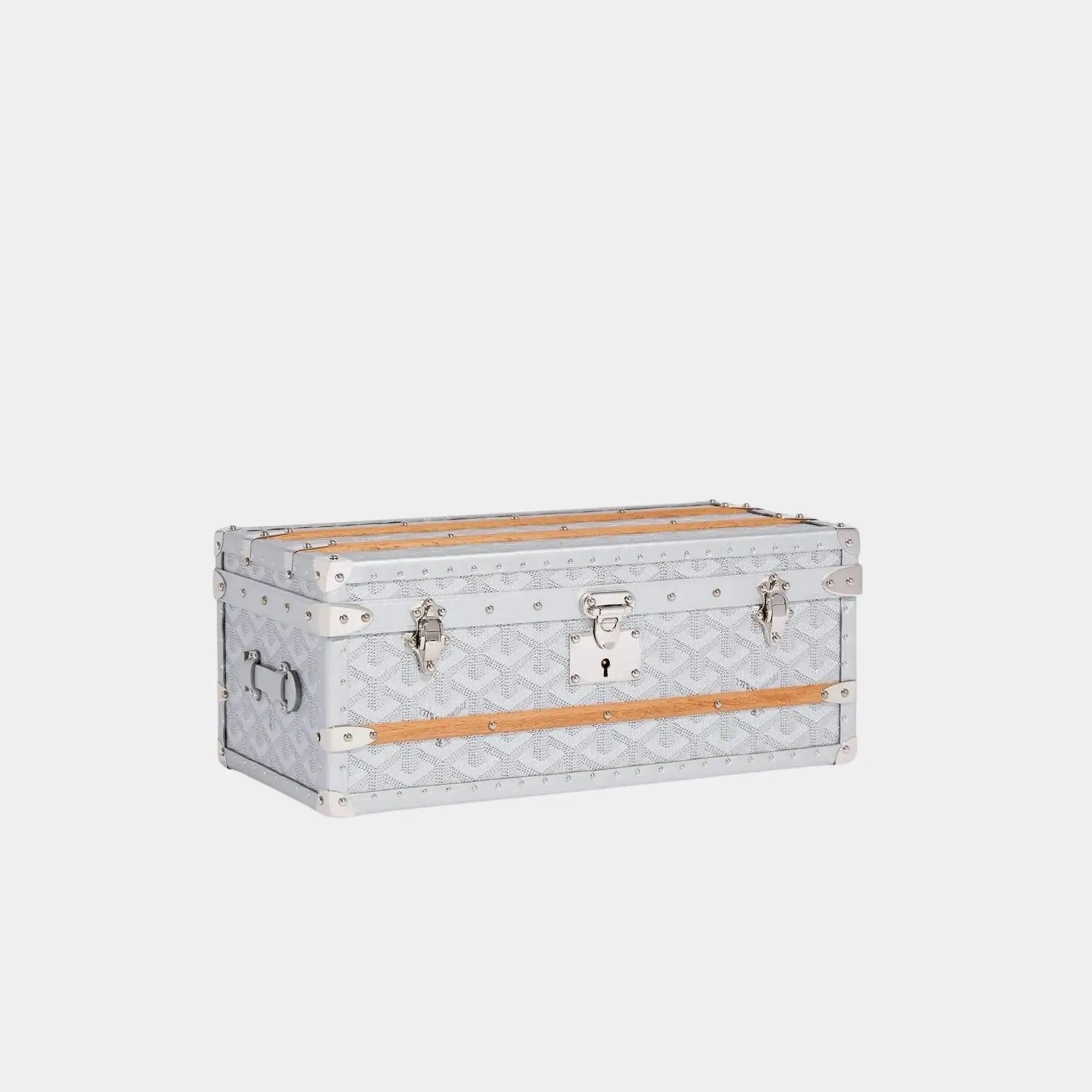 Goyard 352 Case with Two Trunk Clasps, Silver, Front