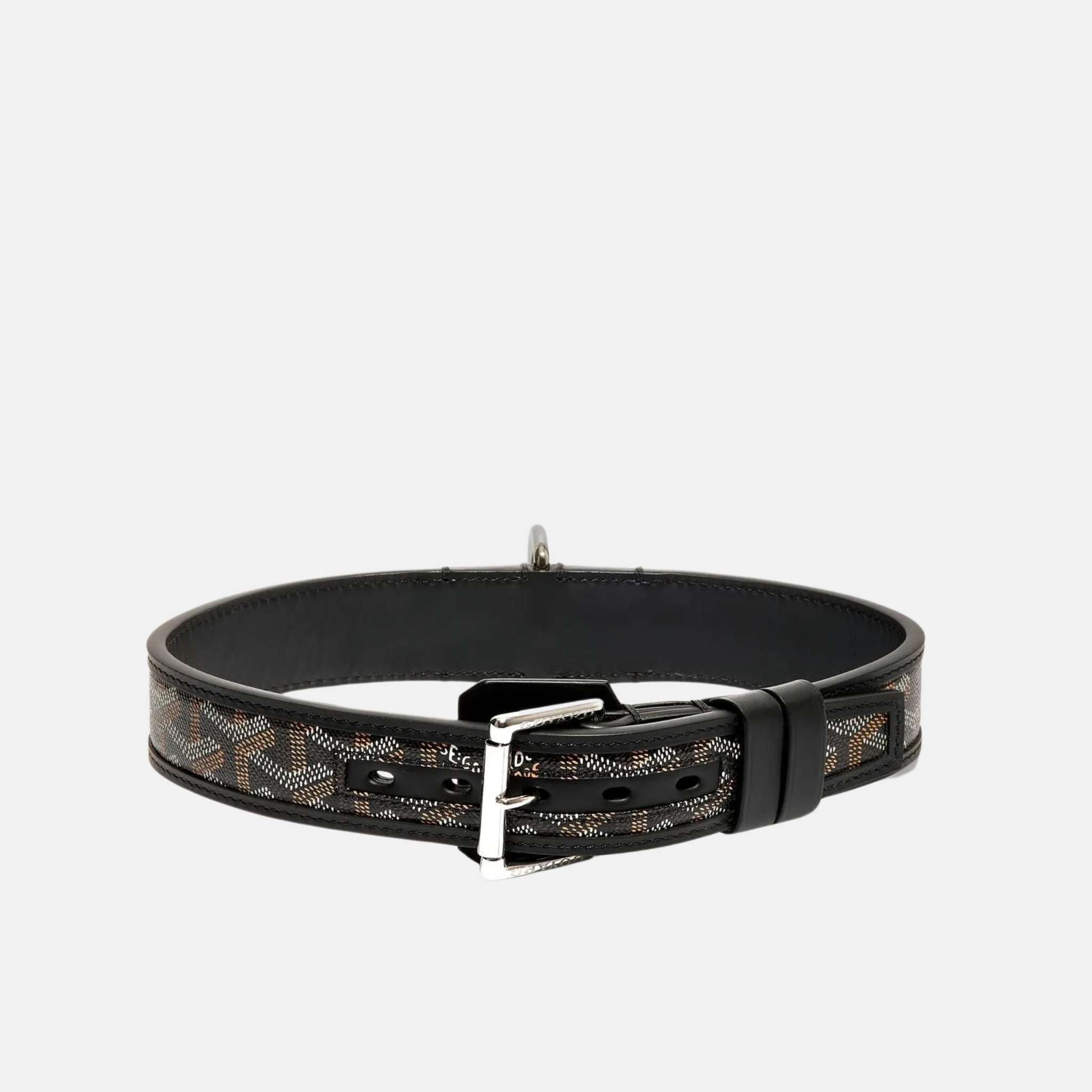 Goyard Franklin Luxury Dog Collar, Black, Front