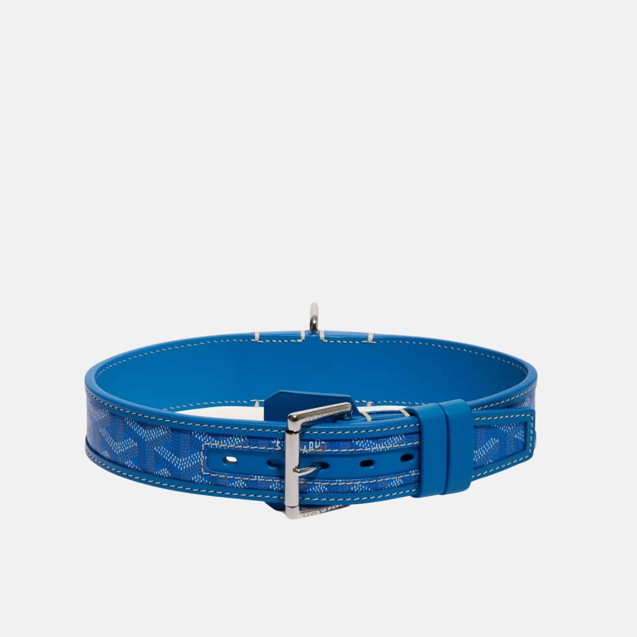 Goyard Franklin Luxury Dog Collar, Sky Blue, Front