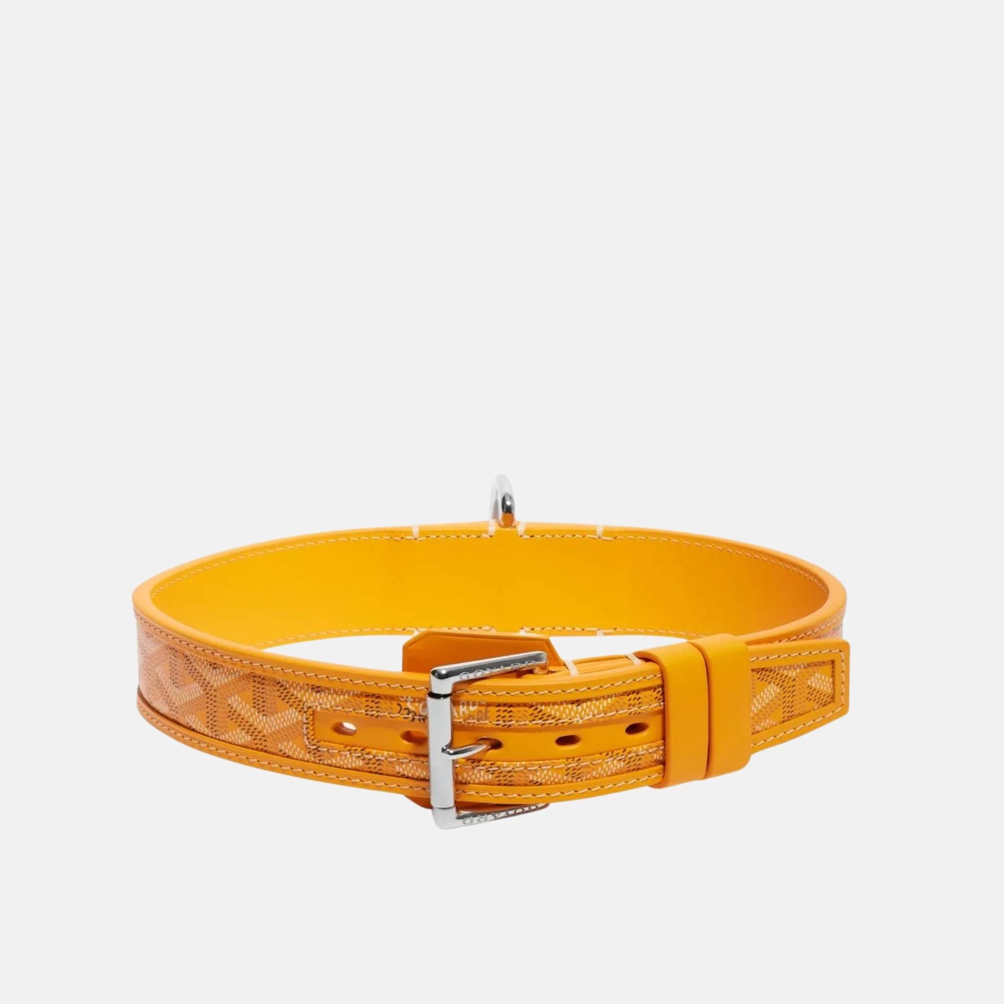 Goyard Franklin Luxury Dog Collar, Yellow, Front