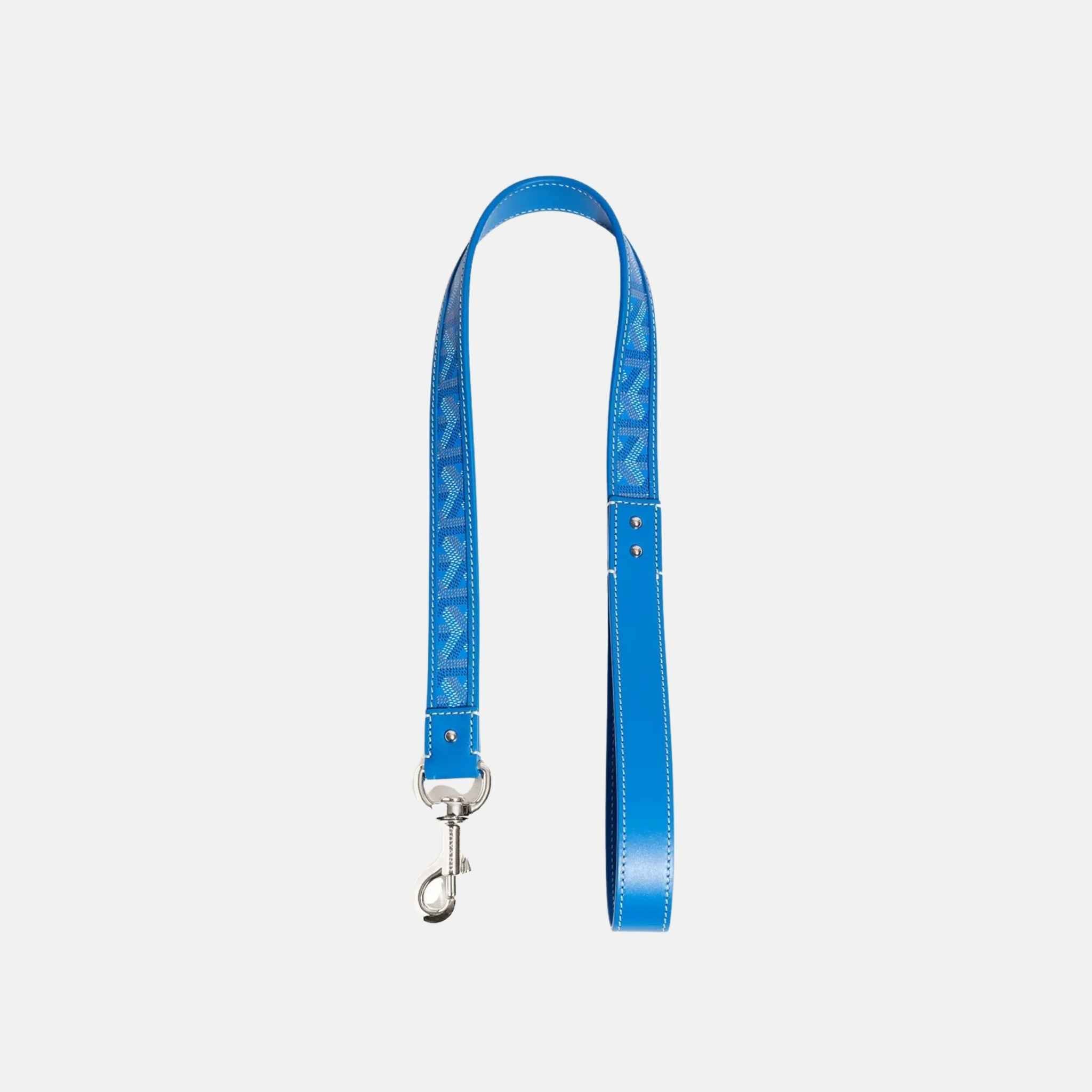 Goyard Franklin Luxury Dog Leash, Sky Blue, Front