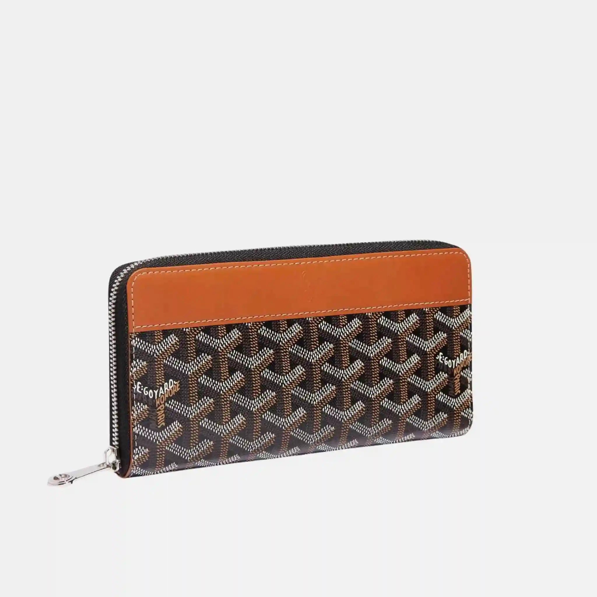 Goyard Matignon GM Wallet, Black and Tan, Front View