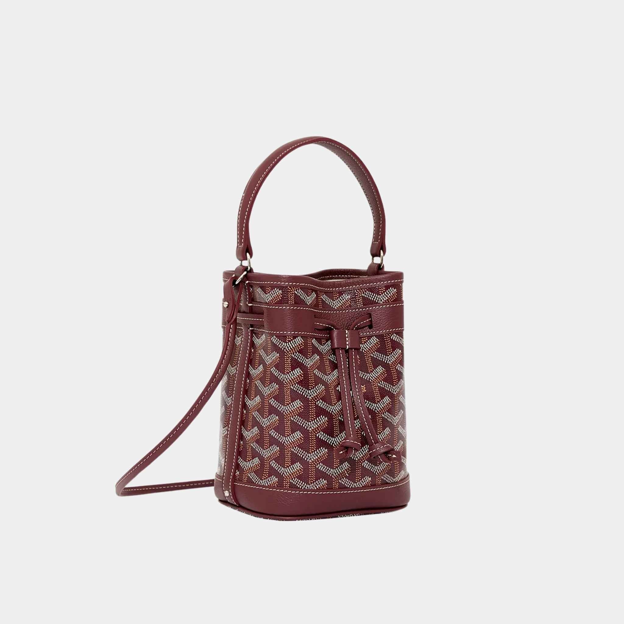 Goyard Petit Flot Mini Bucket Bag, Burgundy, Side