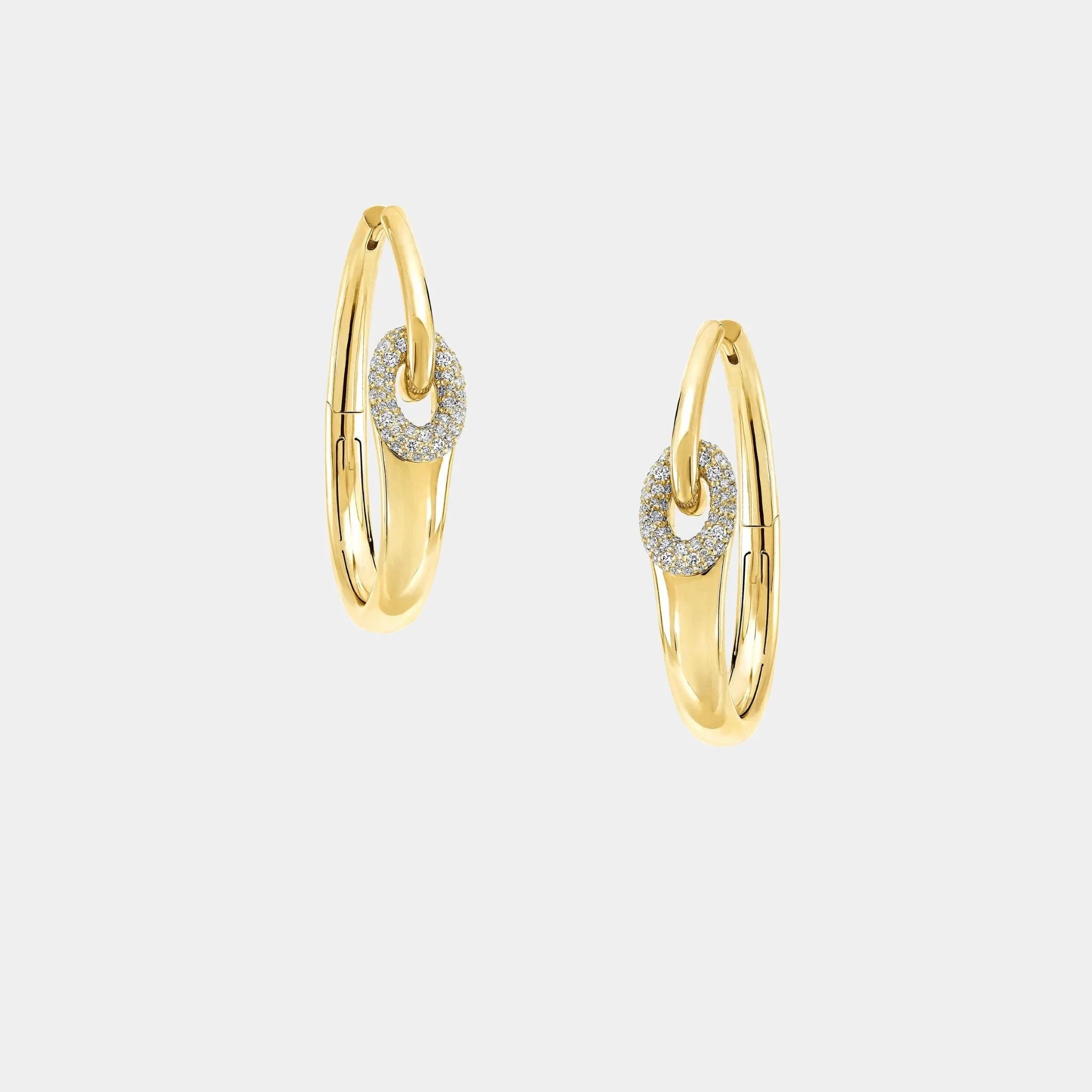 Graff Be Together Diamond Hoop Earrings, Yellow Gold, Front