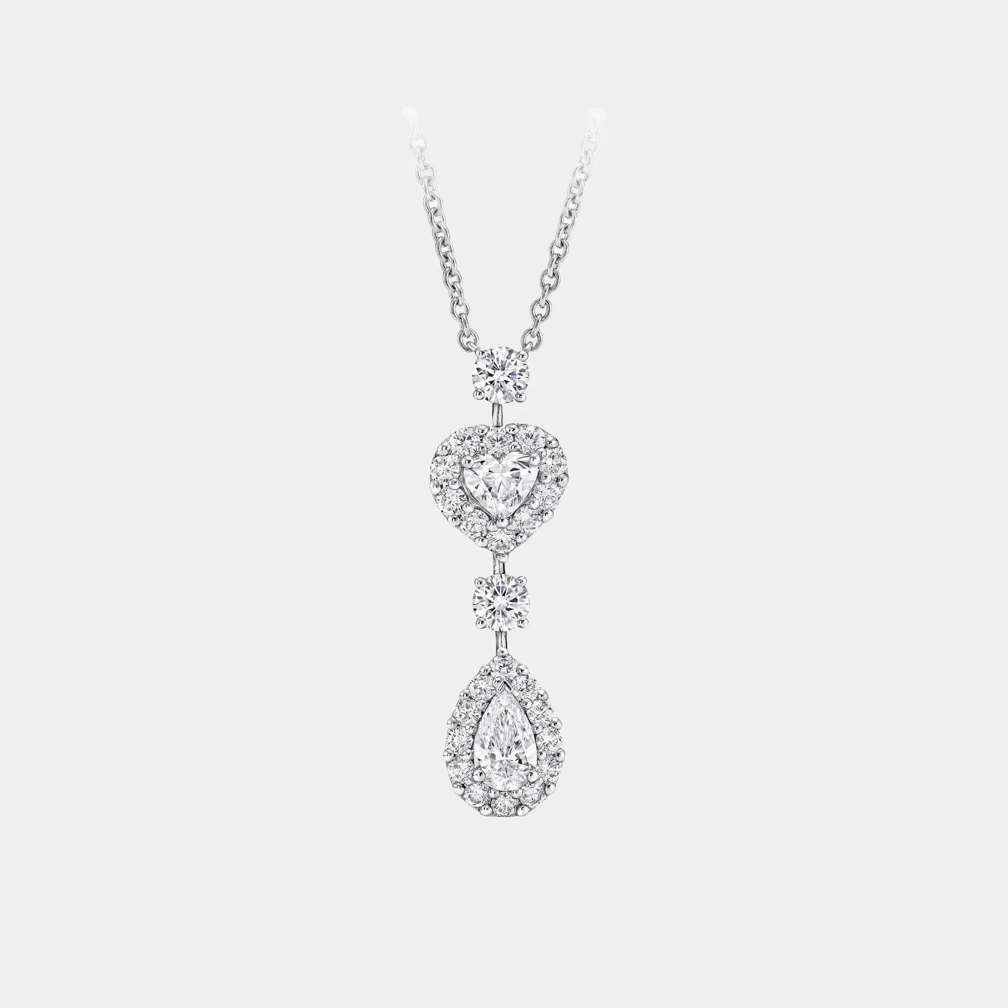 Icon Heart and Pear Shape Diamond Drop Necklace
