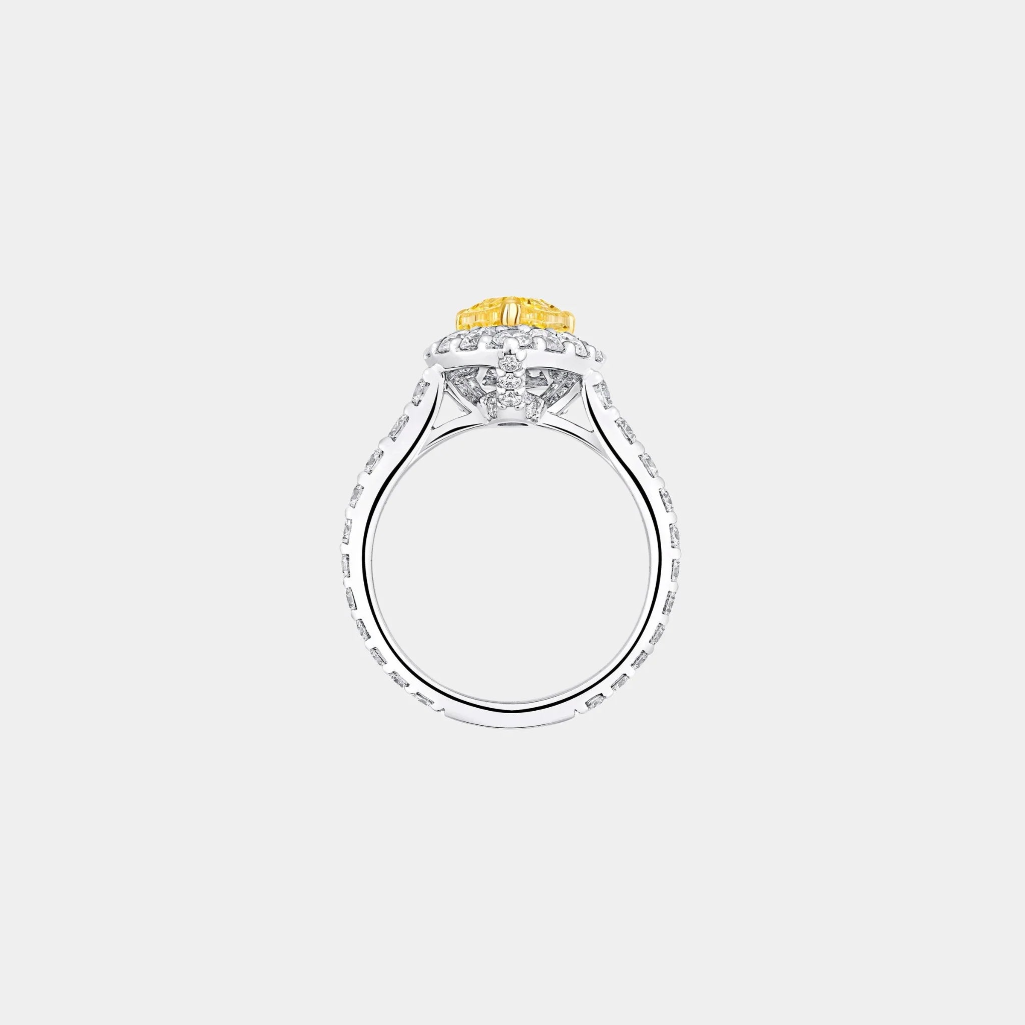 Icon Pear Shape Yellow Diamond and White Diamond Engagement Ring