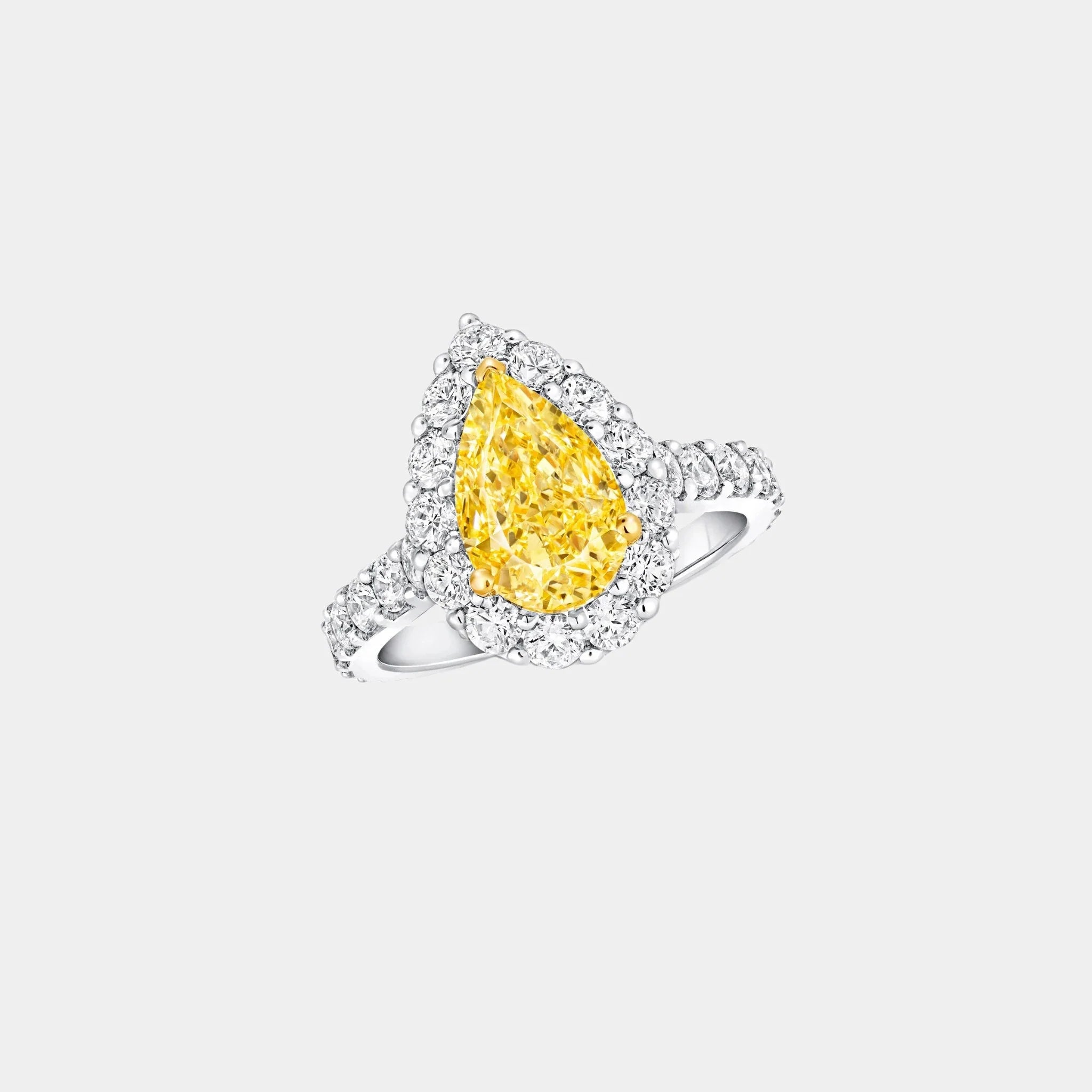Icon Pear Shape Yellow Diamond and White Diamond Engagement Ring