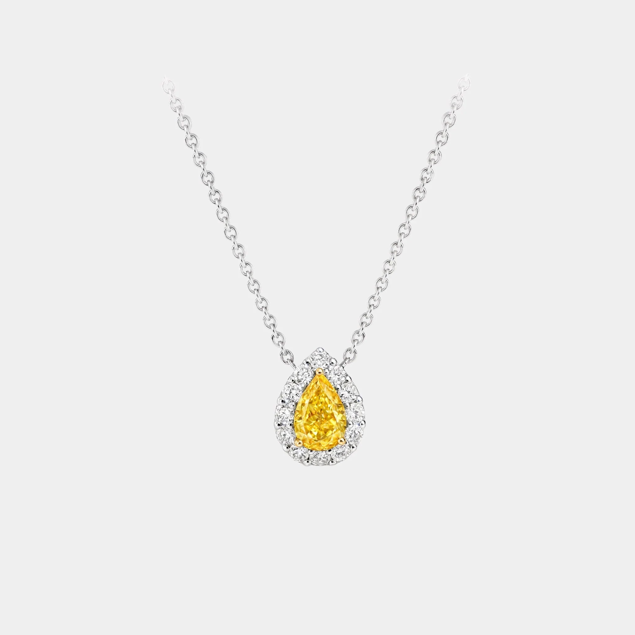Icon Pear Shape Yellow and White Diamond Pendant