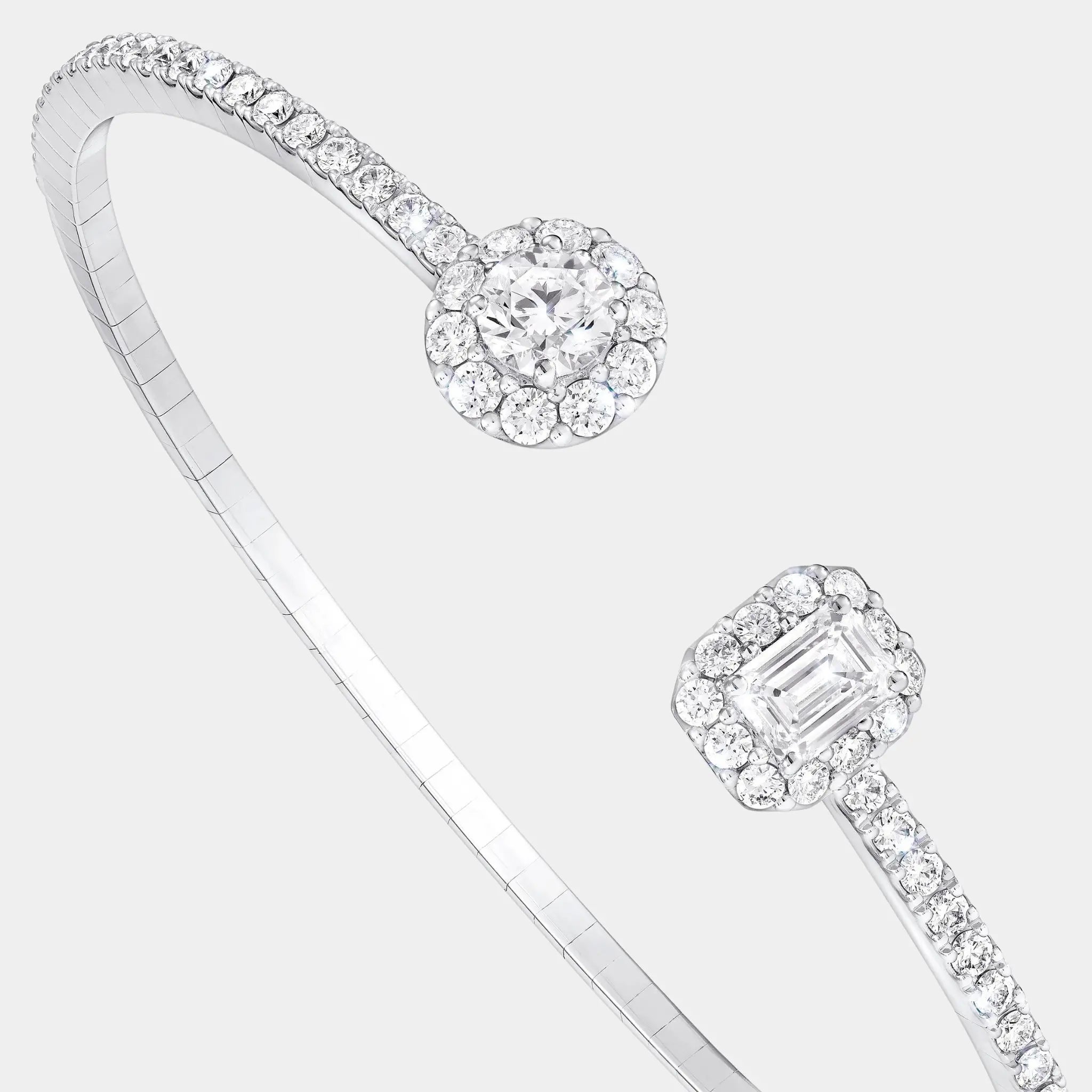 Icon Round and Emerald Cut Open Diamond Bangle