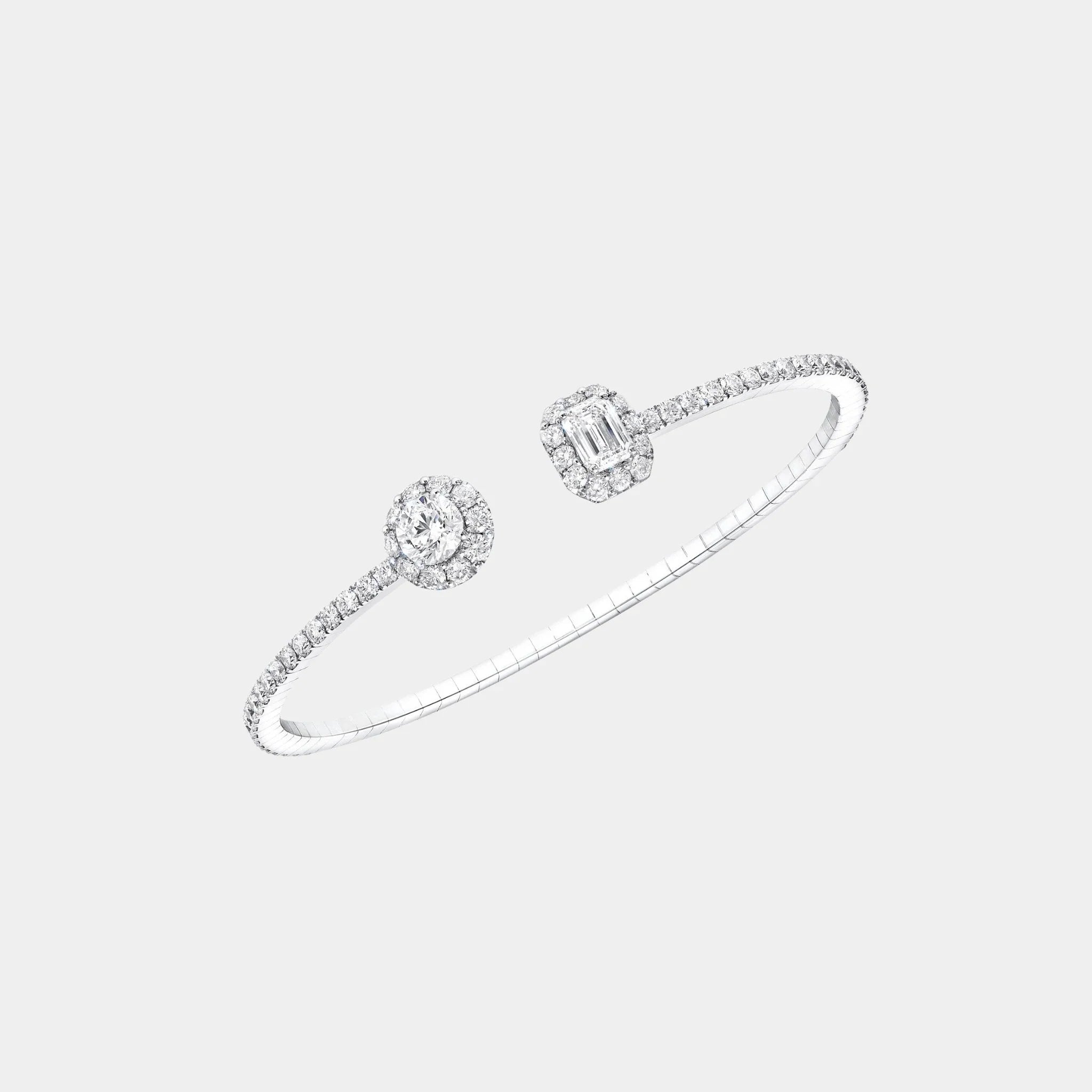 Icon Round and Emerald Cut Open Diamond Bangle