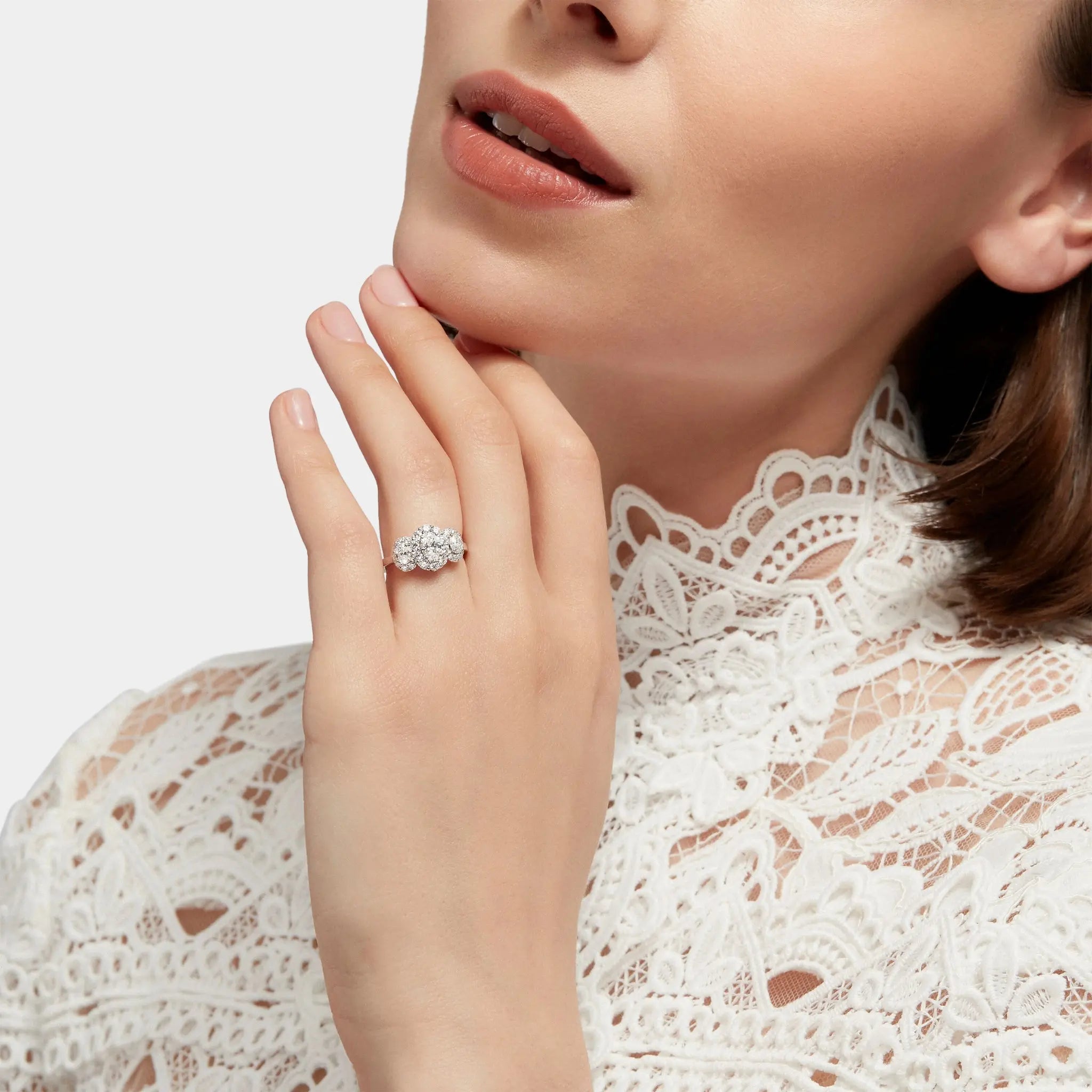 Icon Three Stone Oval Diamond Engagement Ring