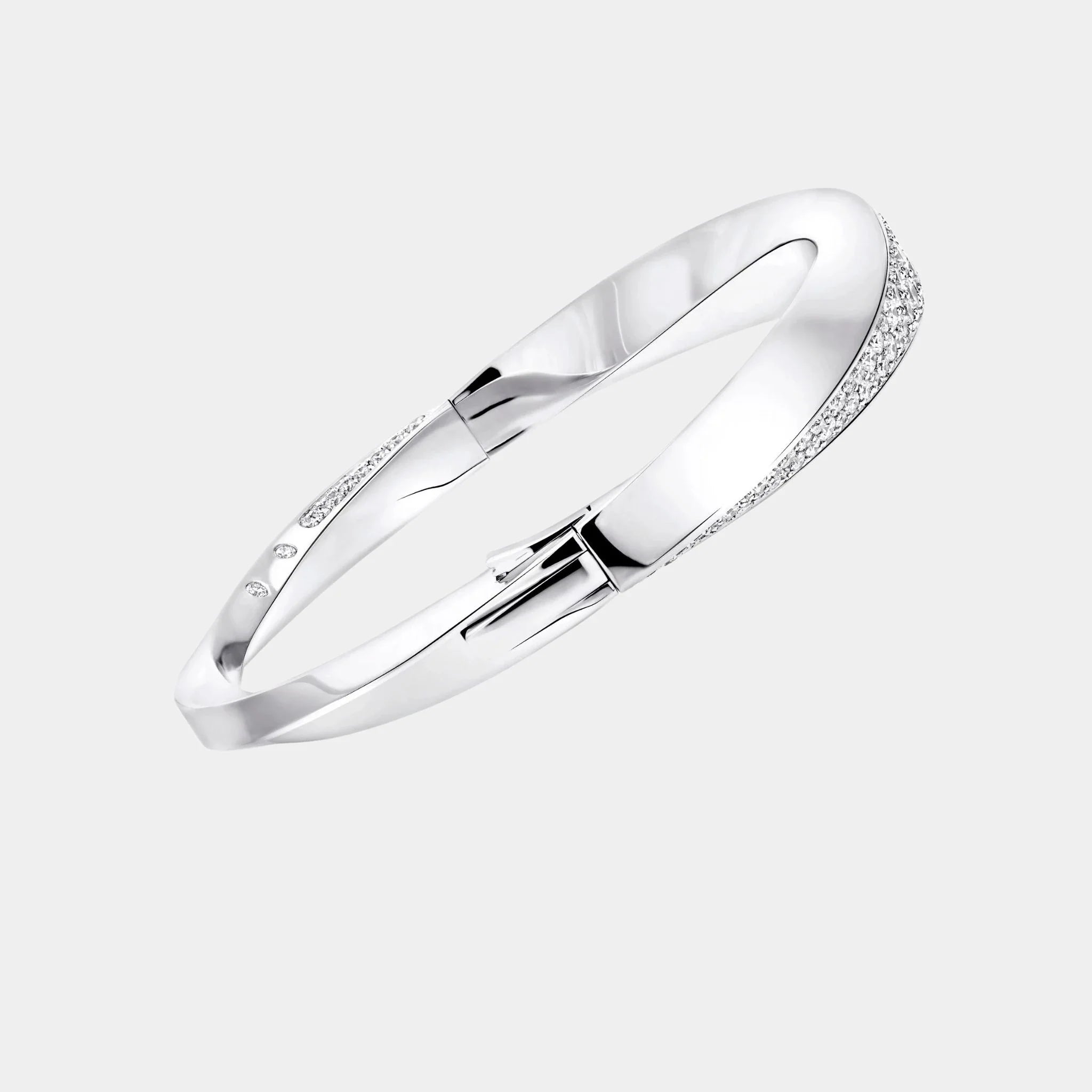 Spiral Diamond Bangle White Gold