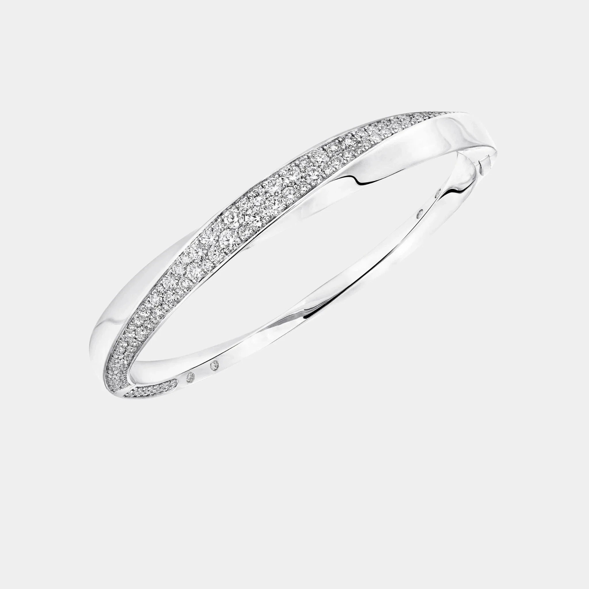 Spiral Diamond Bangle White Gold