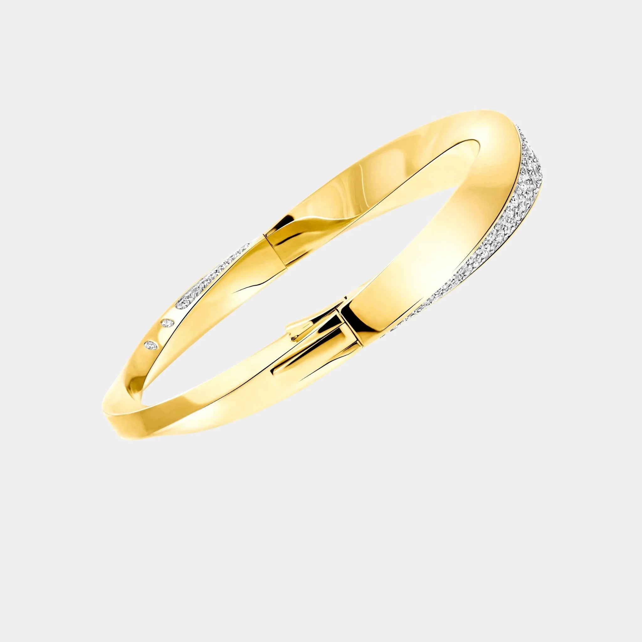 Spiral Diamond Bangle Yellow Gold