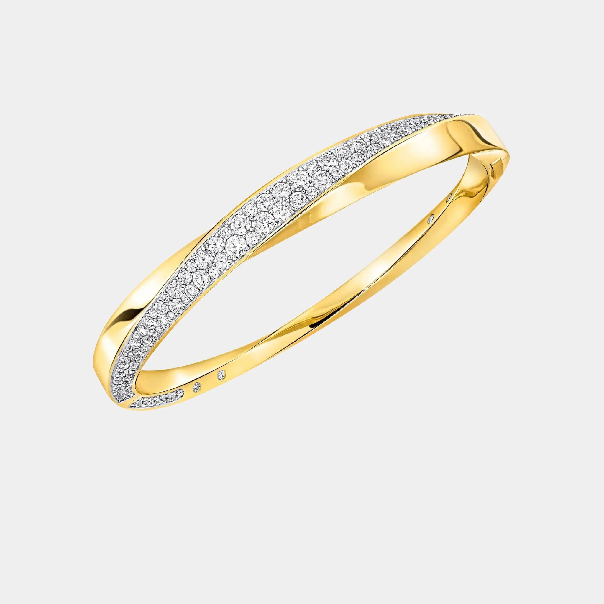 Spiral Diamond Bangle Yellow Gold