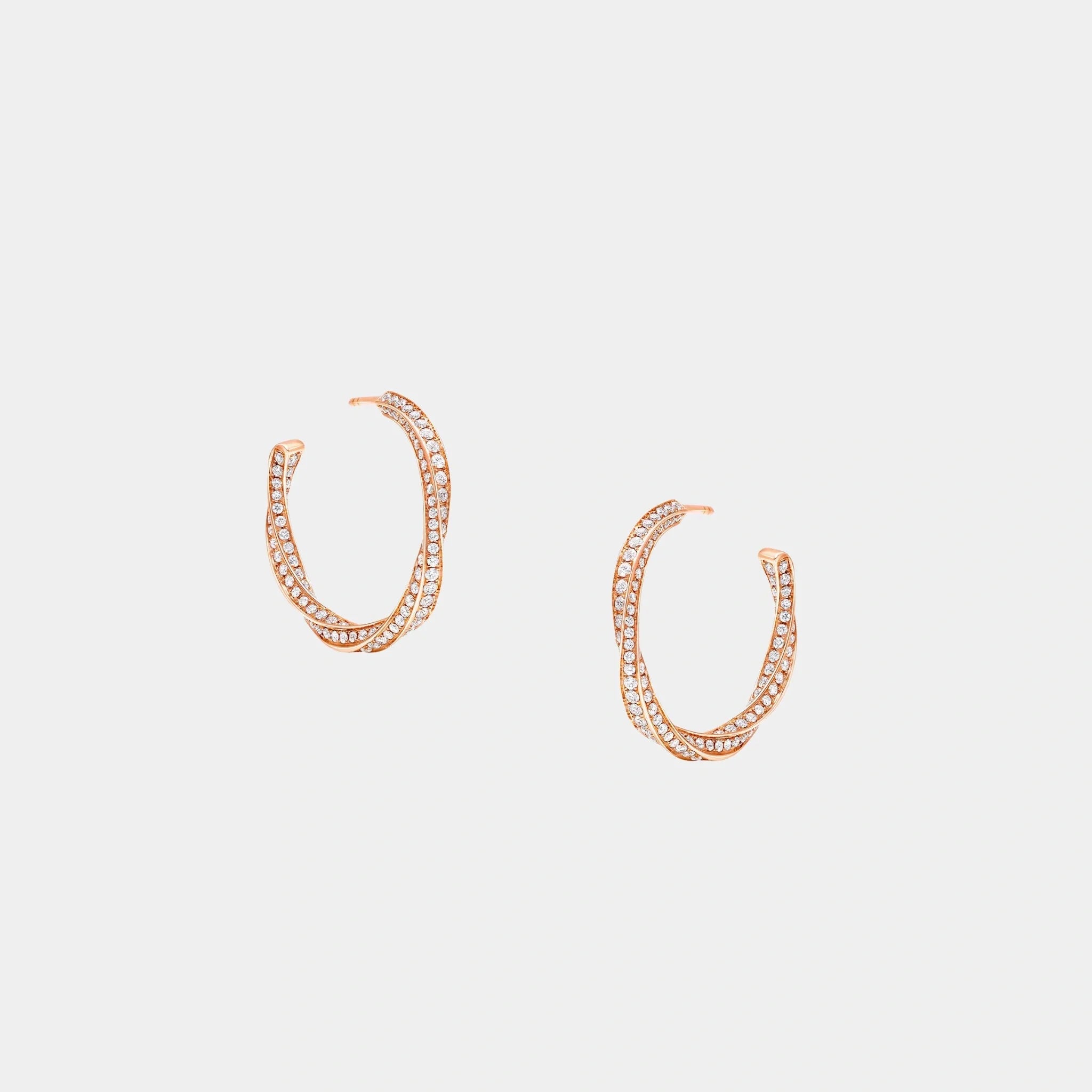 Spiral Diamond Hoop Earrings Rose Gold