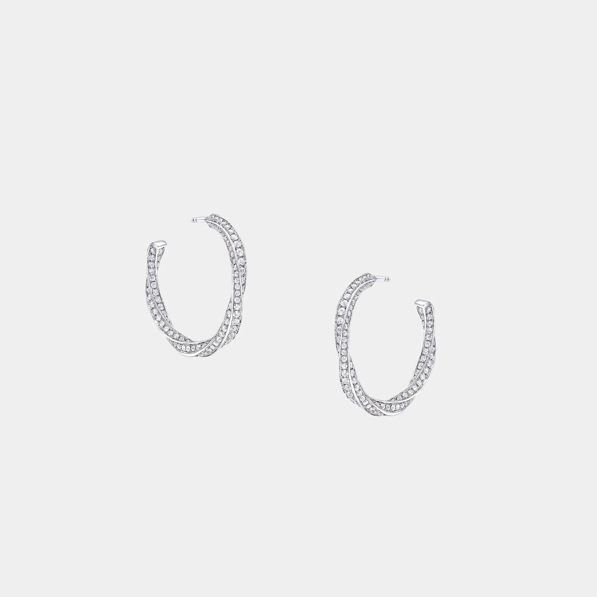 Spiral Diamond Hoop Earrings White Gold