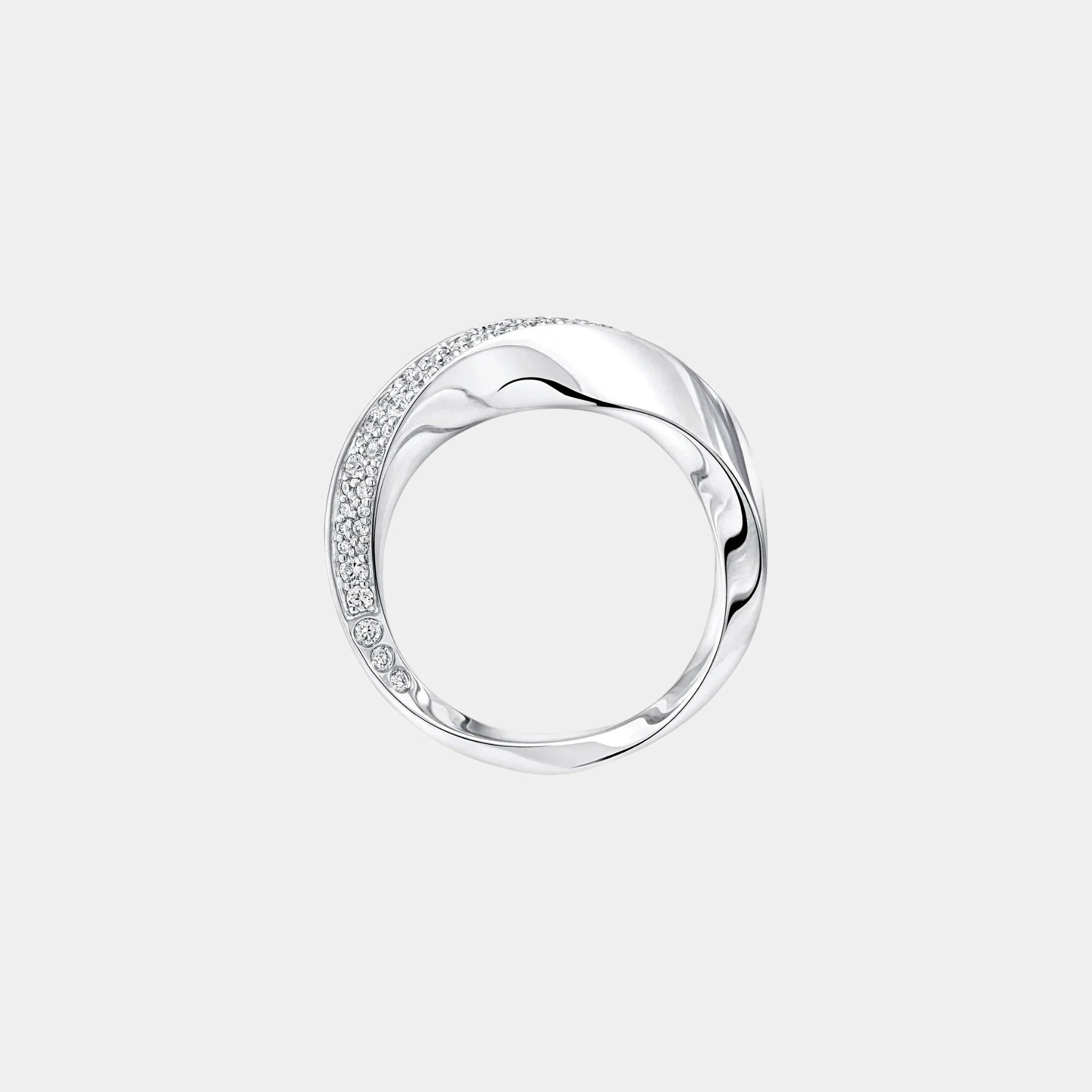 Spiral Diamond Ring White Gold