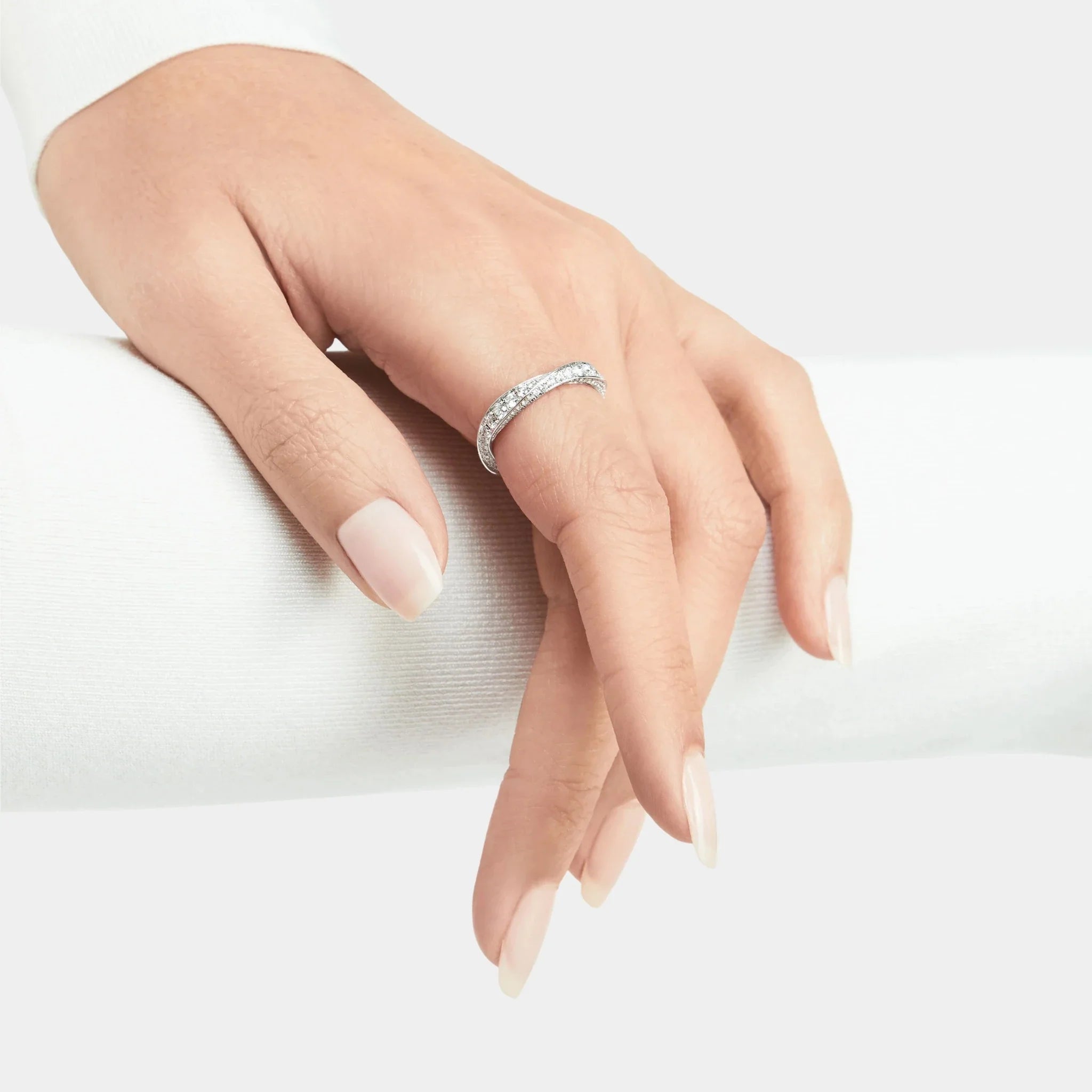 Spiral Pavé Diamond Band Rose Gold 3.5MM