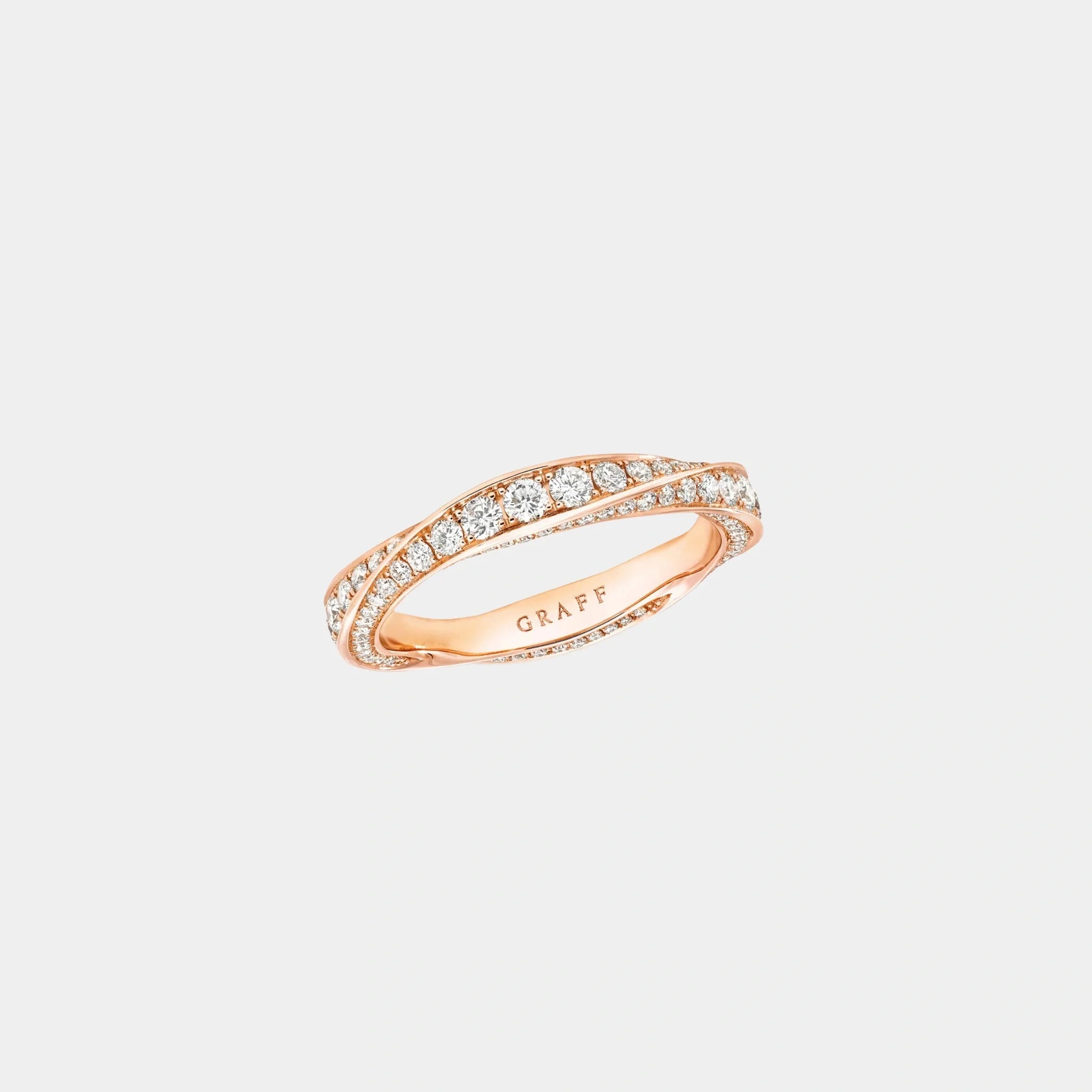 Spiral Pavé Diamond Band Rose Gold 3.5MM