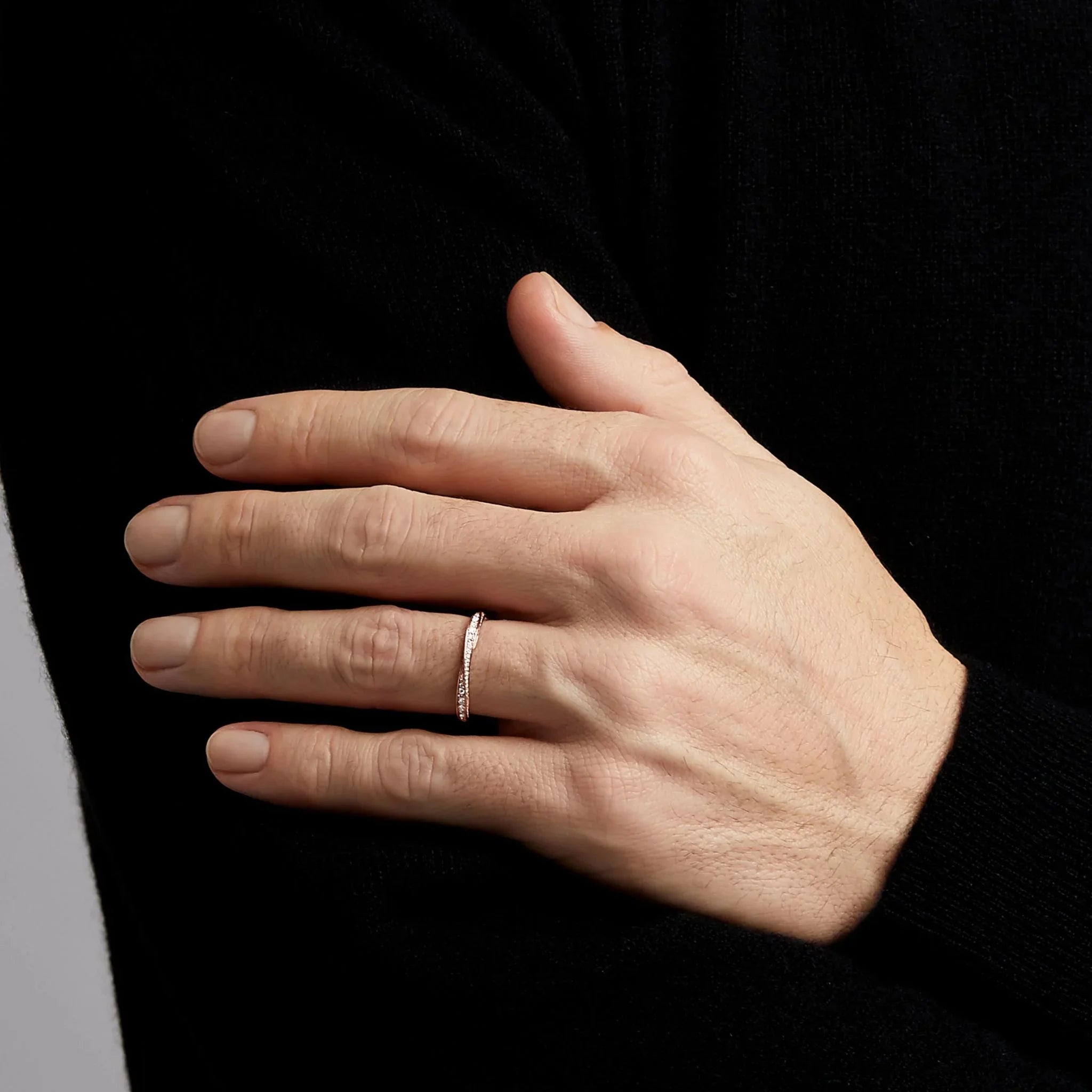 Spiral Pavé Diamond Band Rose Gold