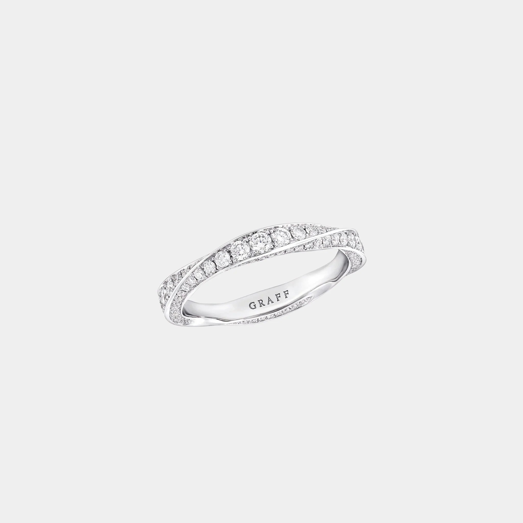 Spiral Pavé Diamond Band White Gold 3.5MM