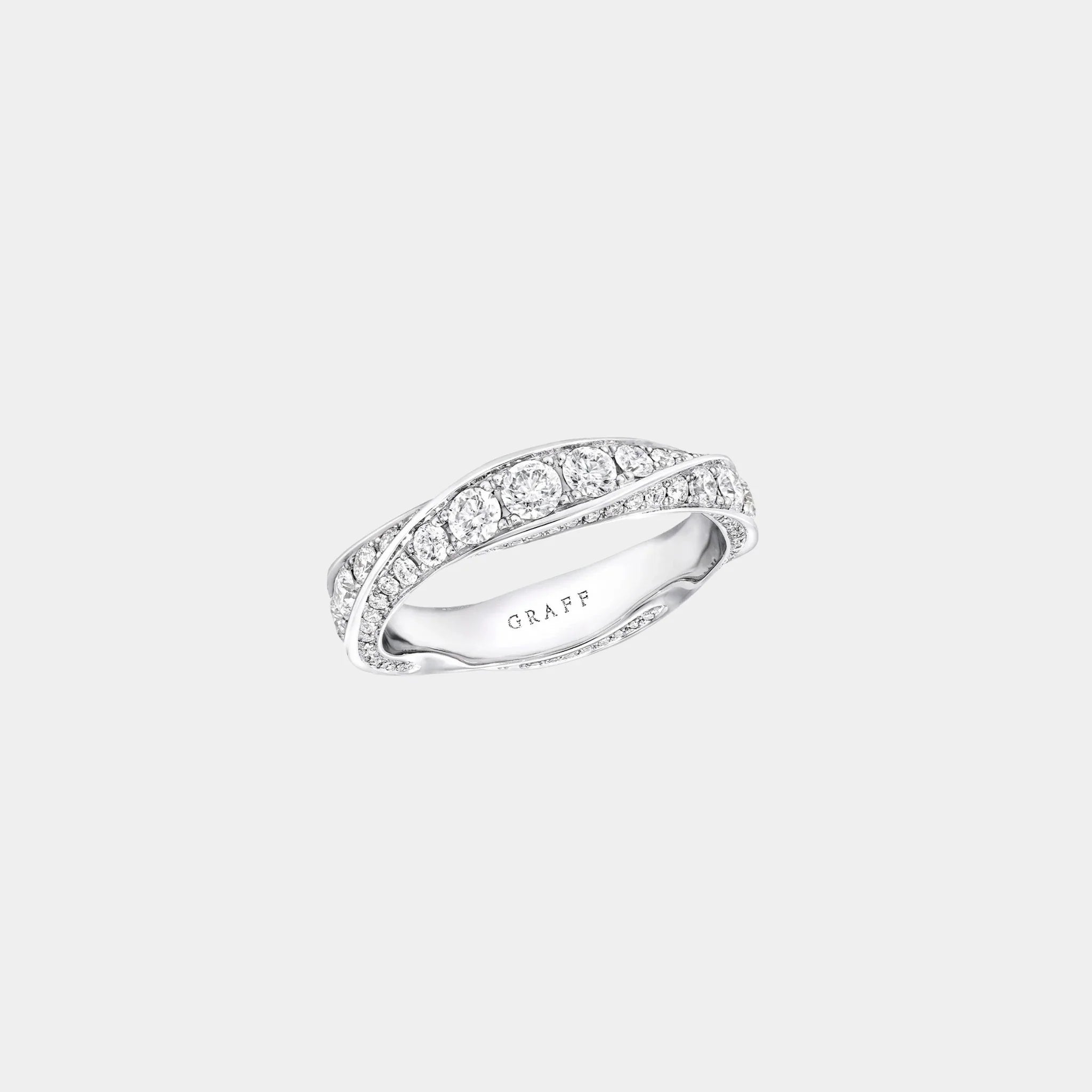 Spiral Pavé Diamond Band White Gold 5MM