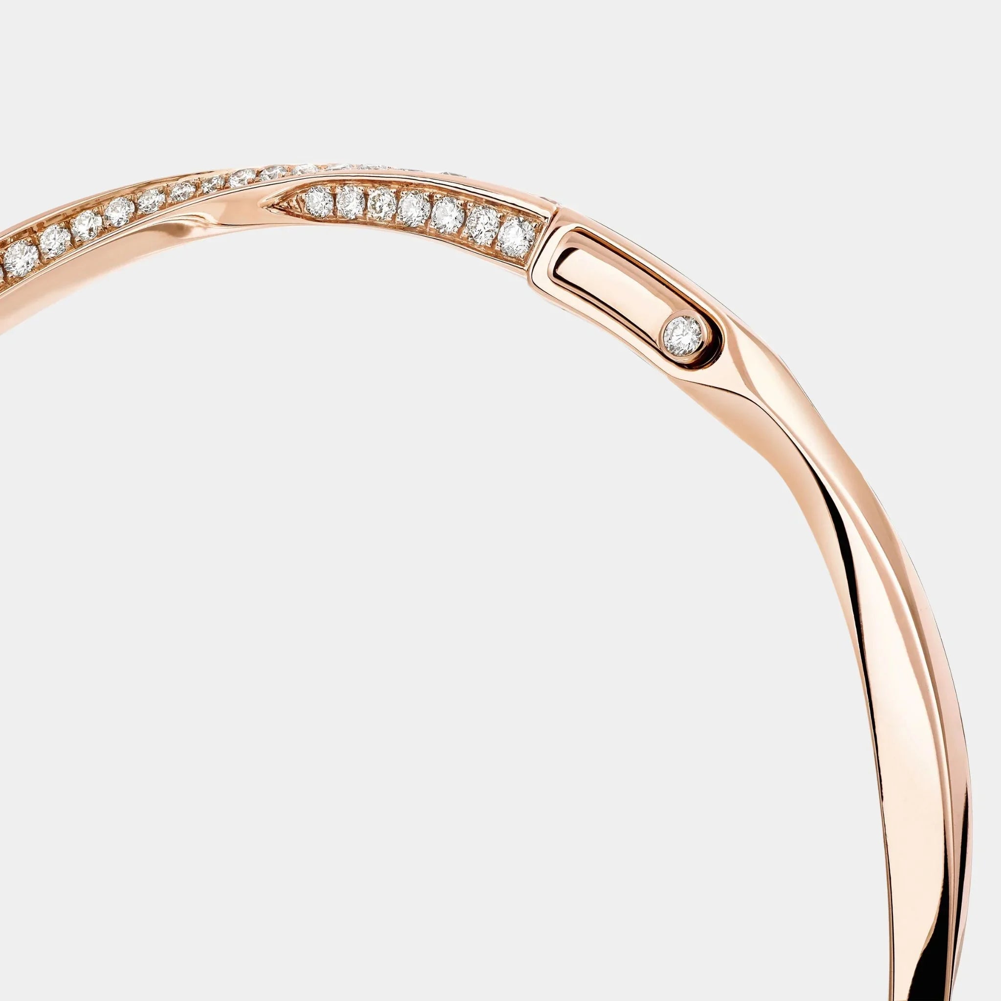 Spiral Pavé Diamond Bangle Rose Gold