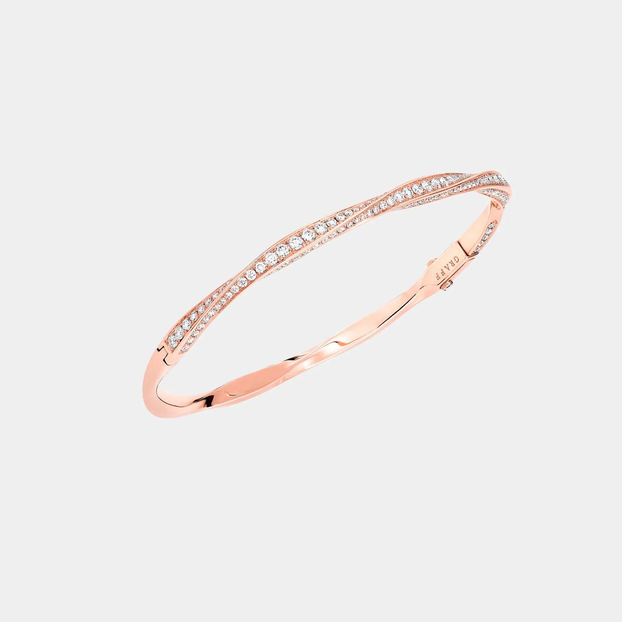 Spiral Pavé Diamond Bangle Rose Gold