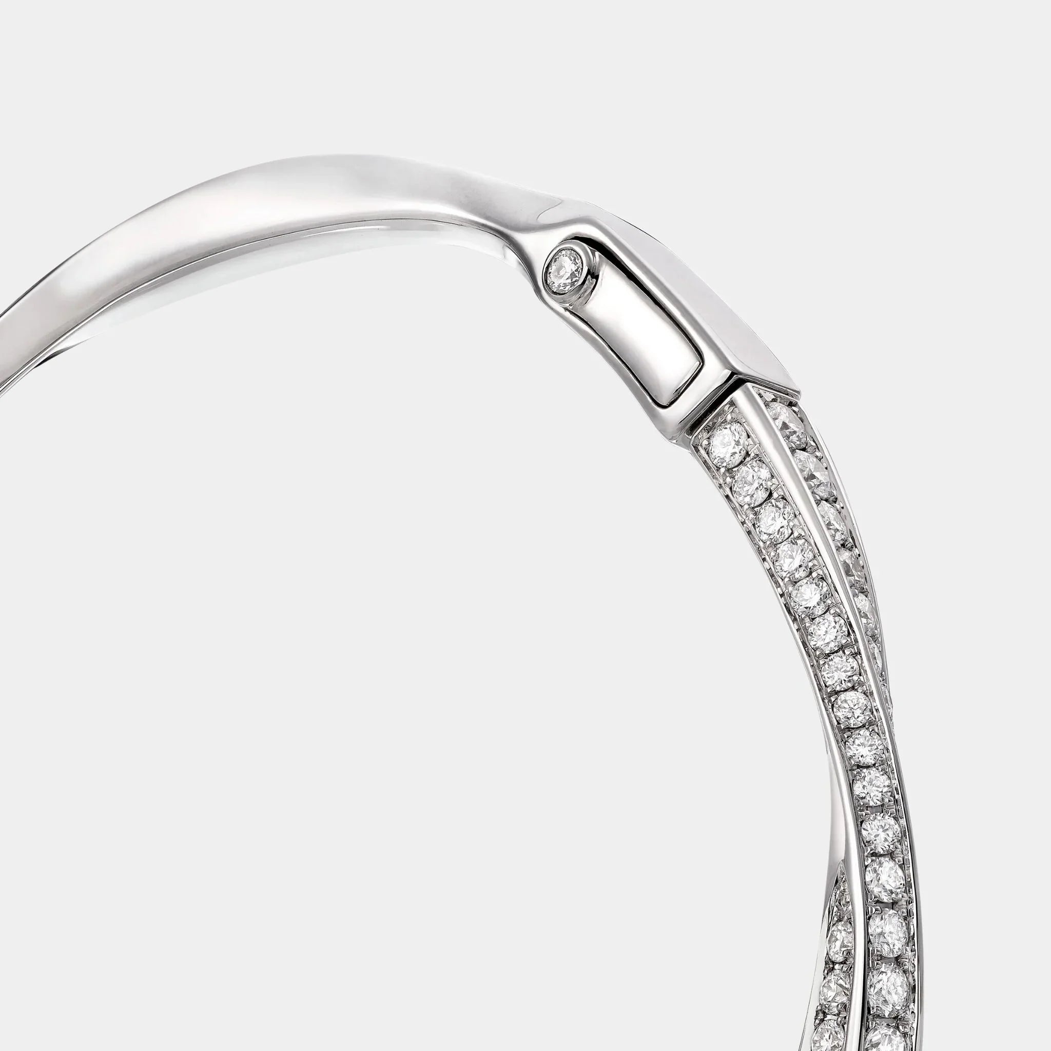 Spiral Pavé Diamond Bangle White Gold
