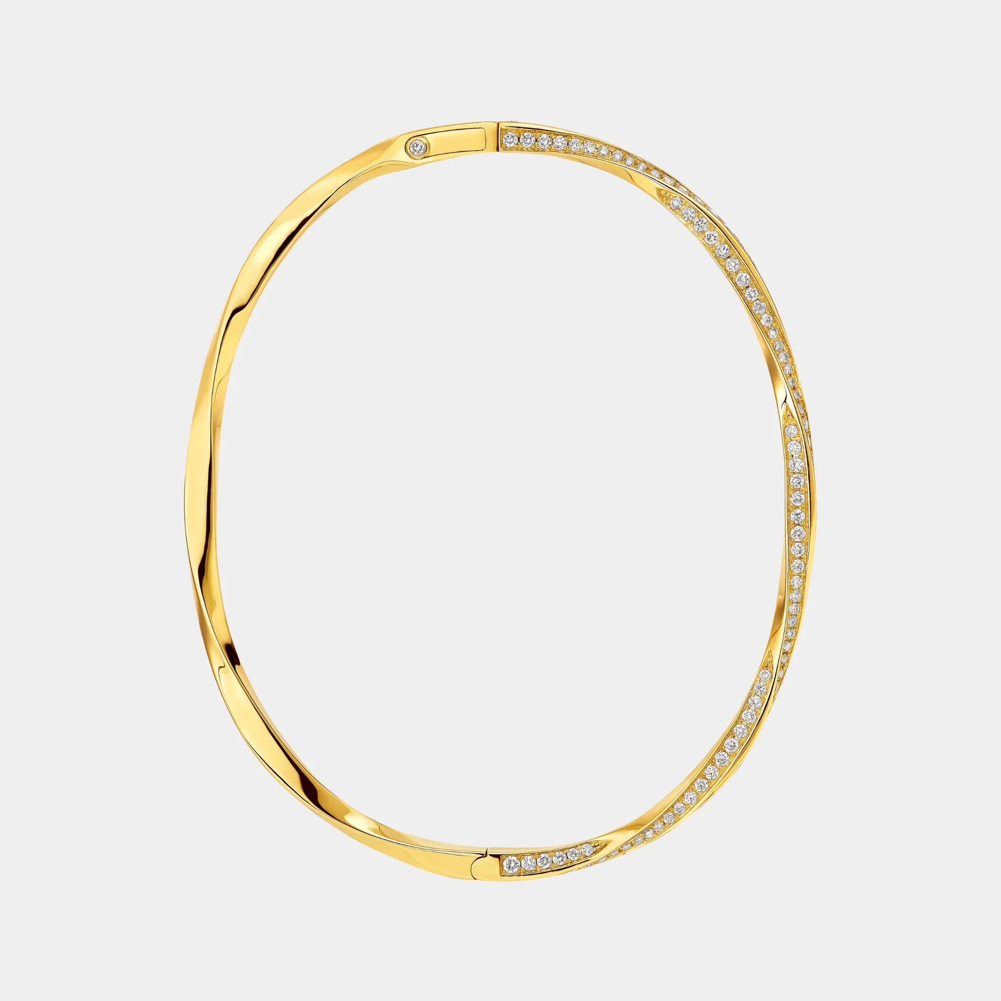 Spiral Pavé Diamond Bangle Yellow Gold
