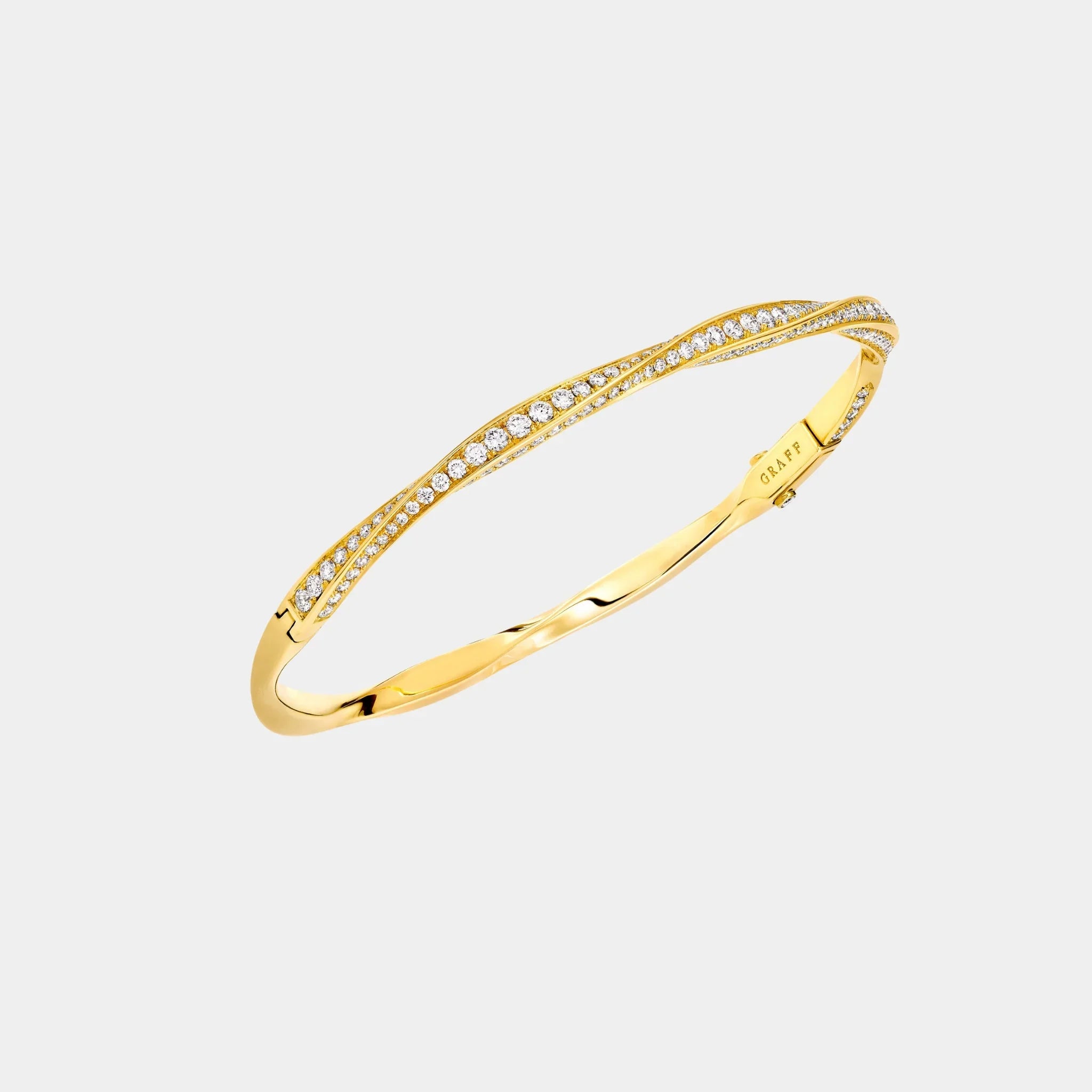 Spiral Pavé Diamond Bangle Yellow Gold