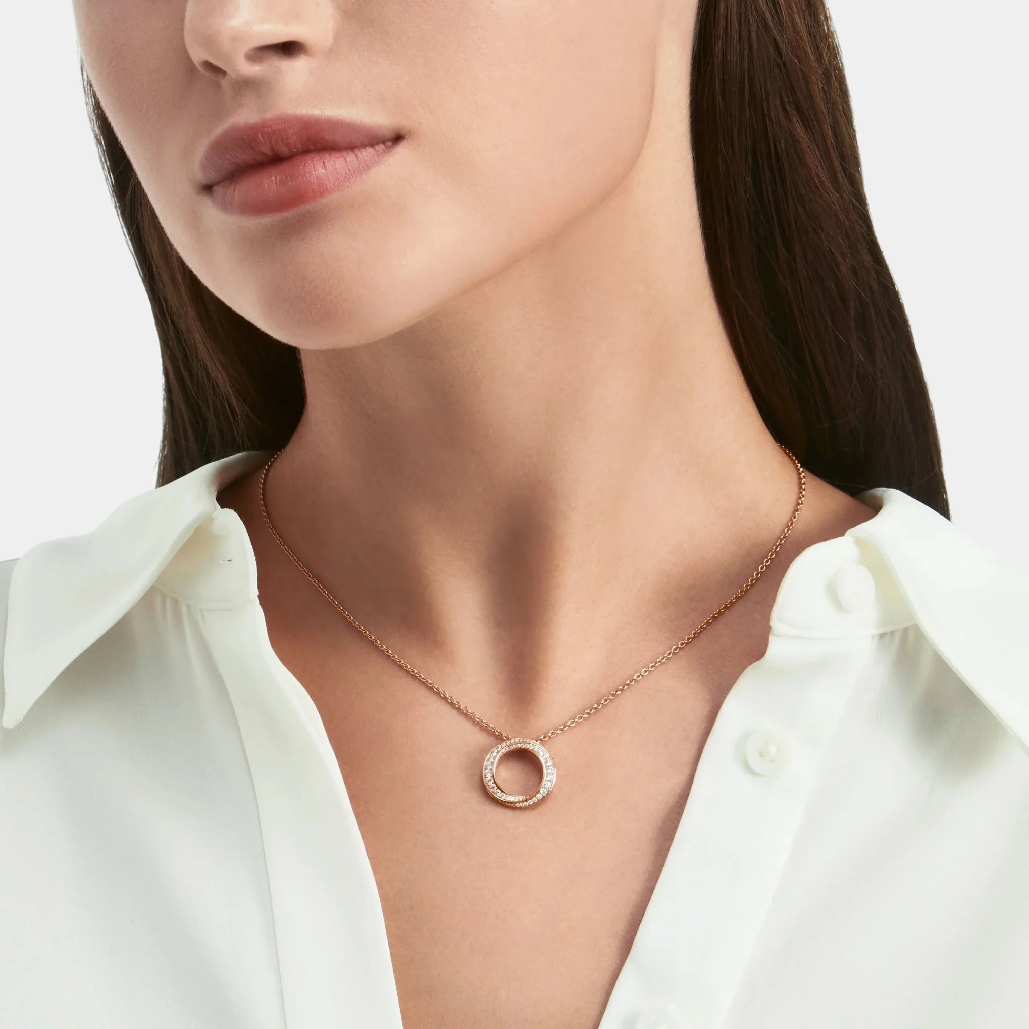 Spiral Pavé Diamond Pendant Rose Gold