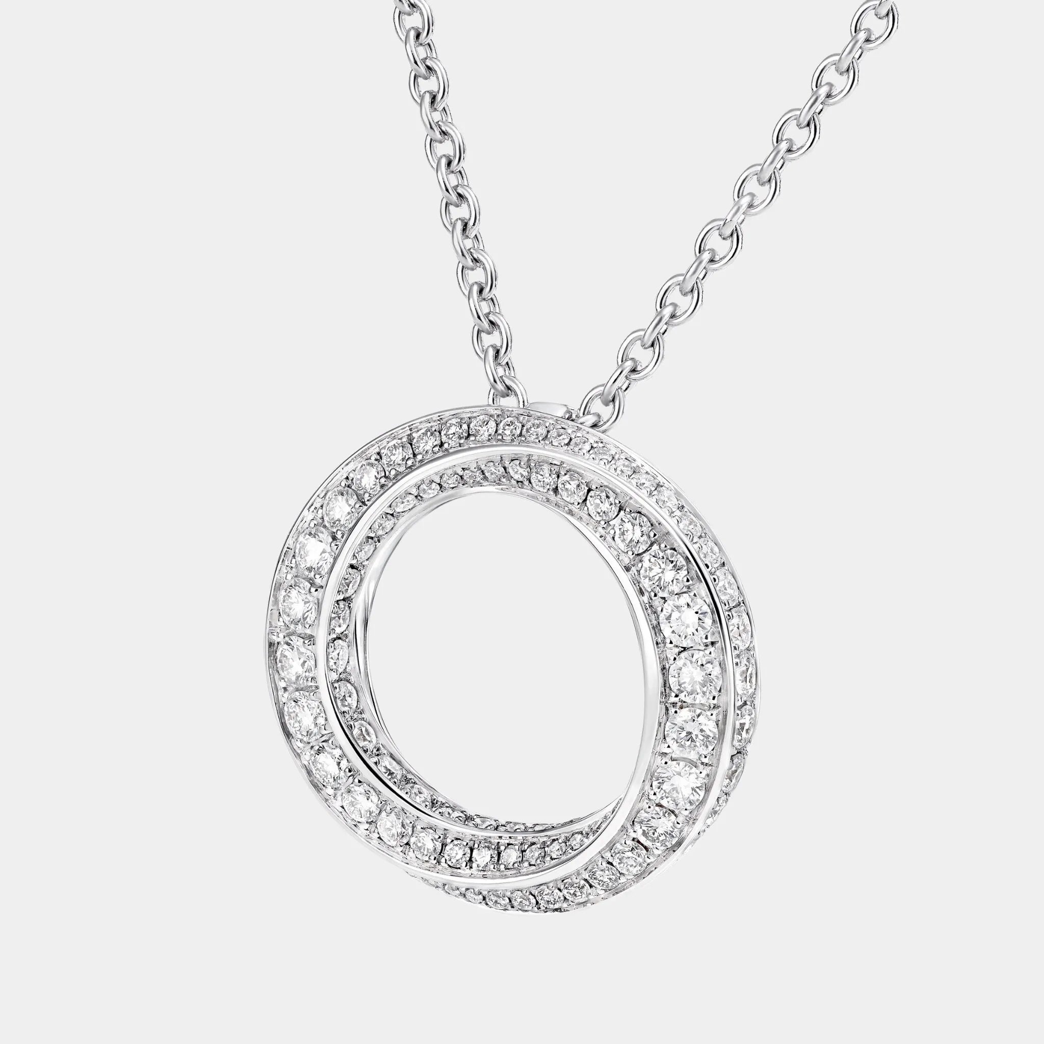 Spiral Pavé Diamond Pendant White Gold