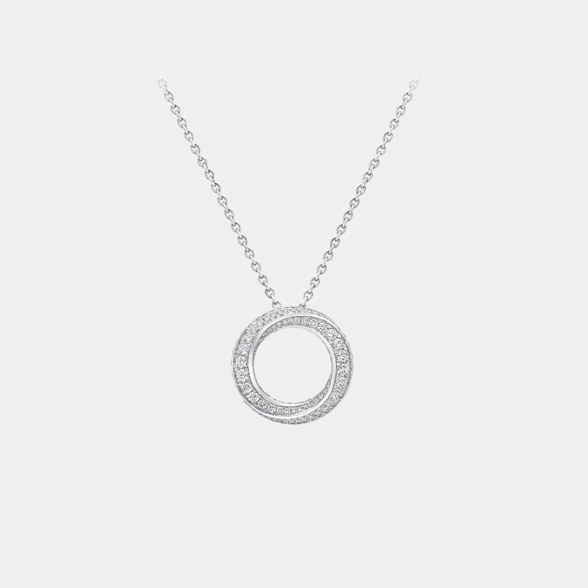 Spiral Pavé Diamond Pendant White Gold
