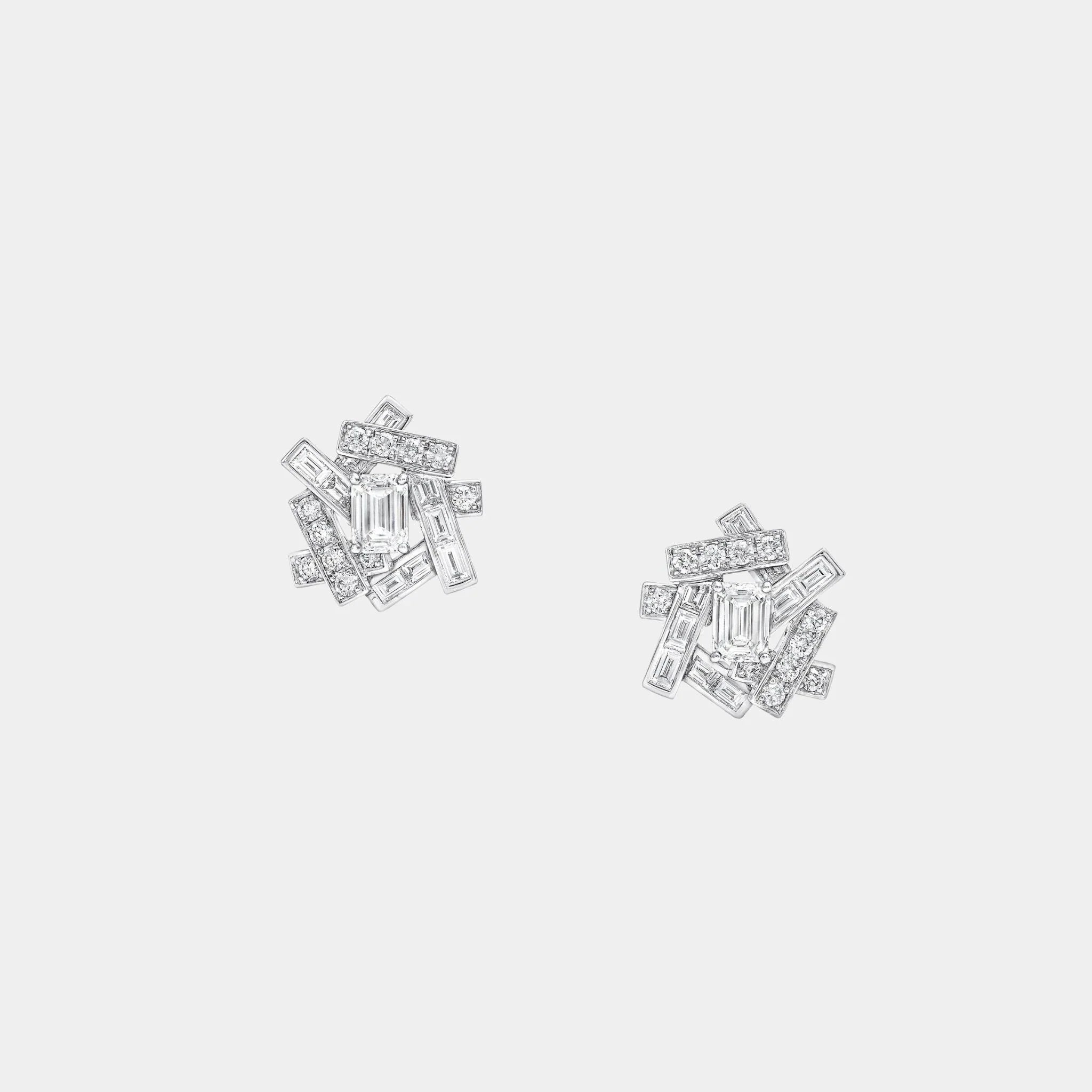 Threads Emerald Cut Diamond Stud Earrings