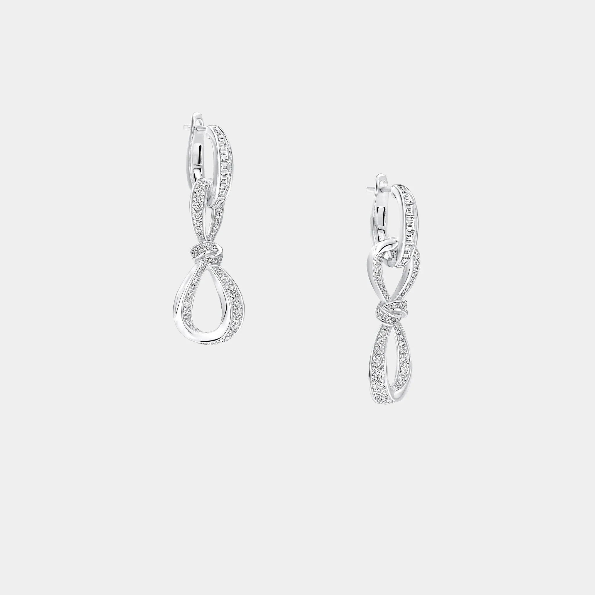 Tildas Bow Diamond Link Earrings White Gold