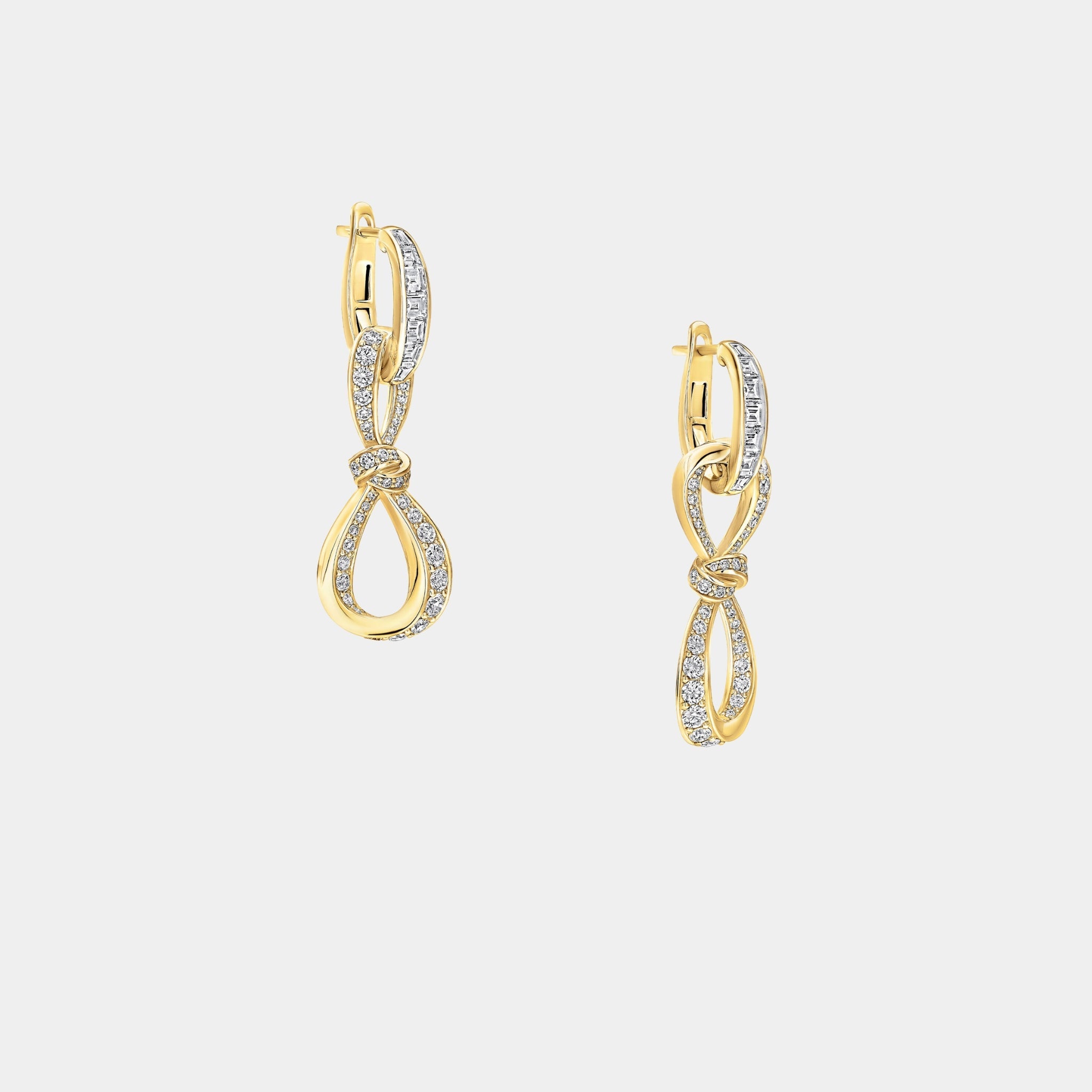 Tildas Bow Diamond Link Earrings Yellow Gold