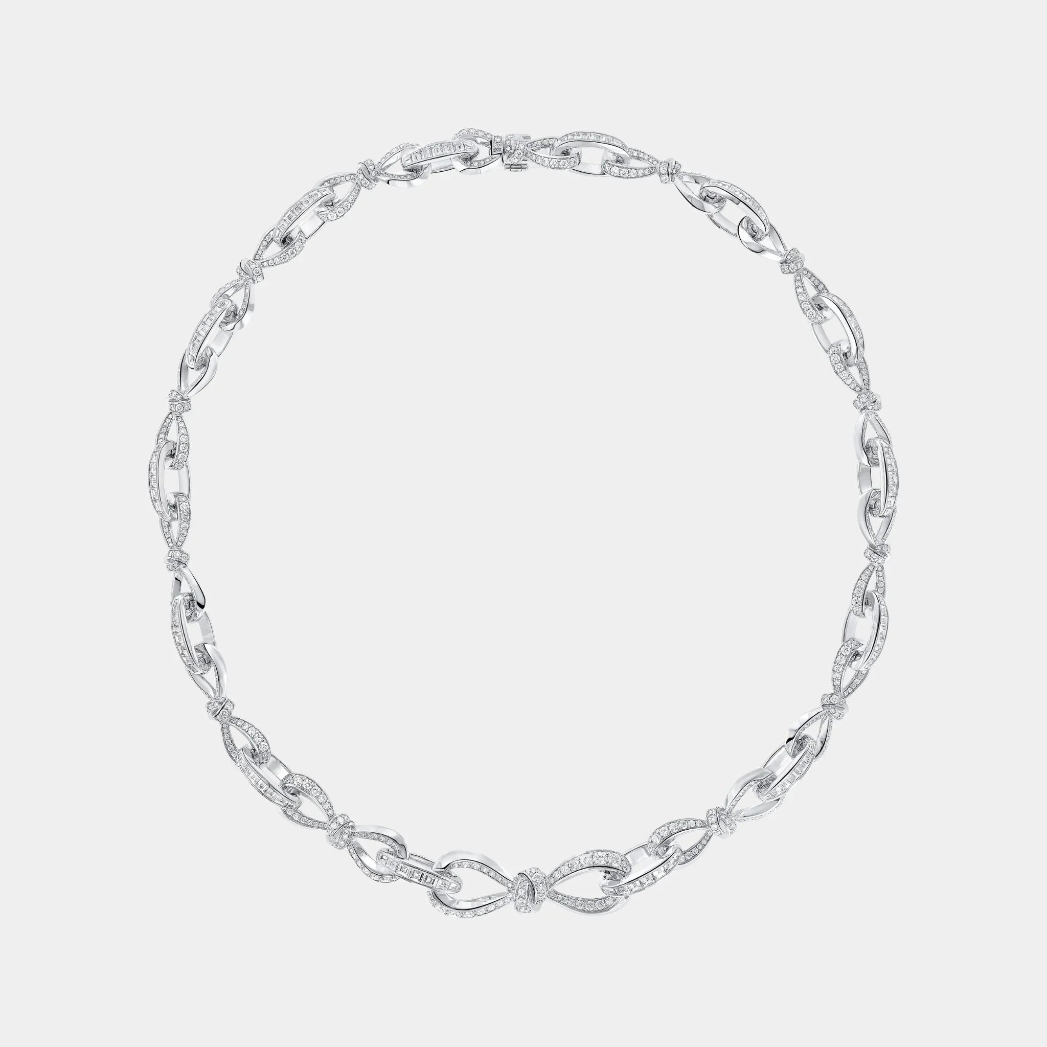 Tildas Bow Diamond Link Necklace White Gold