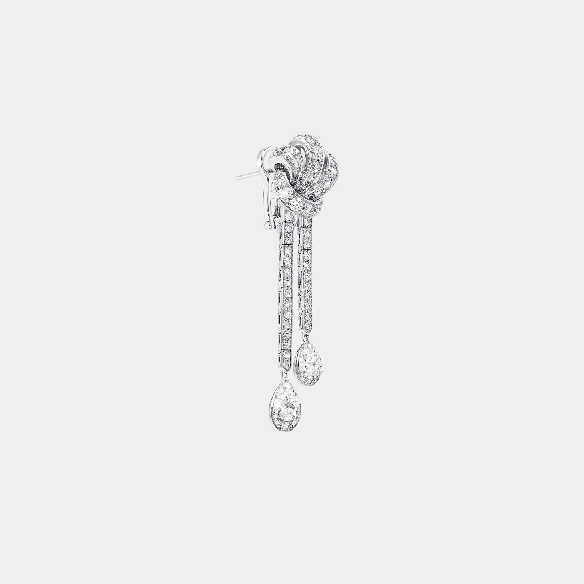 Tildas Bow Double Pavé Diamond Drop Earrings