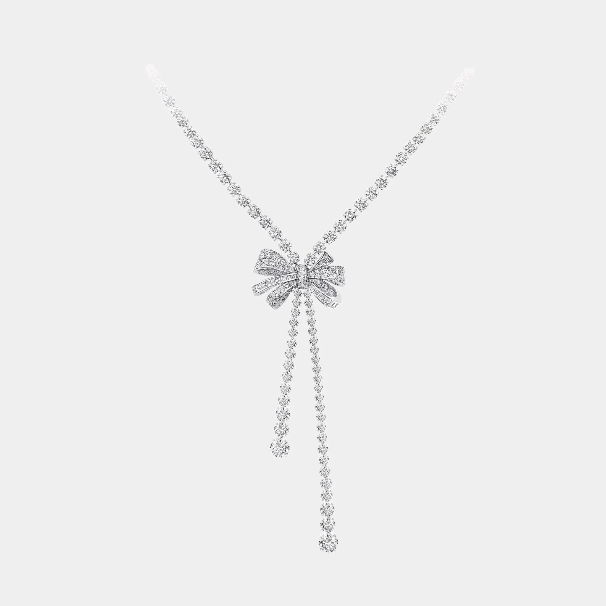 Tildas Bow Double Strand Round Diamond Necklace