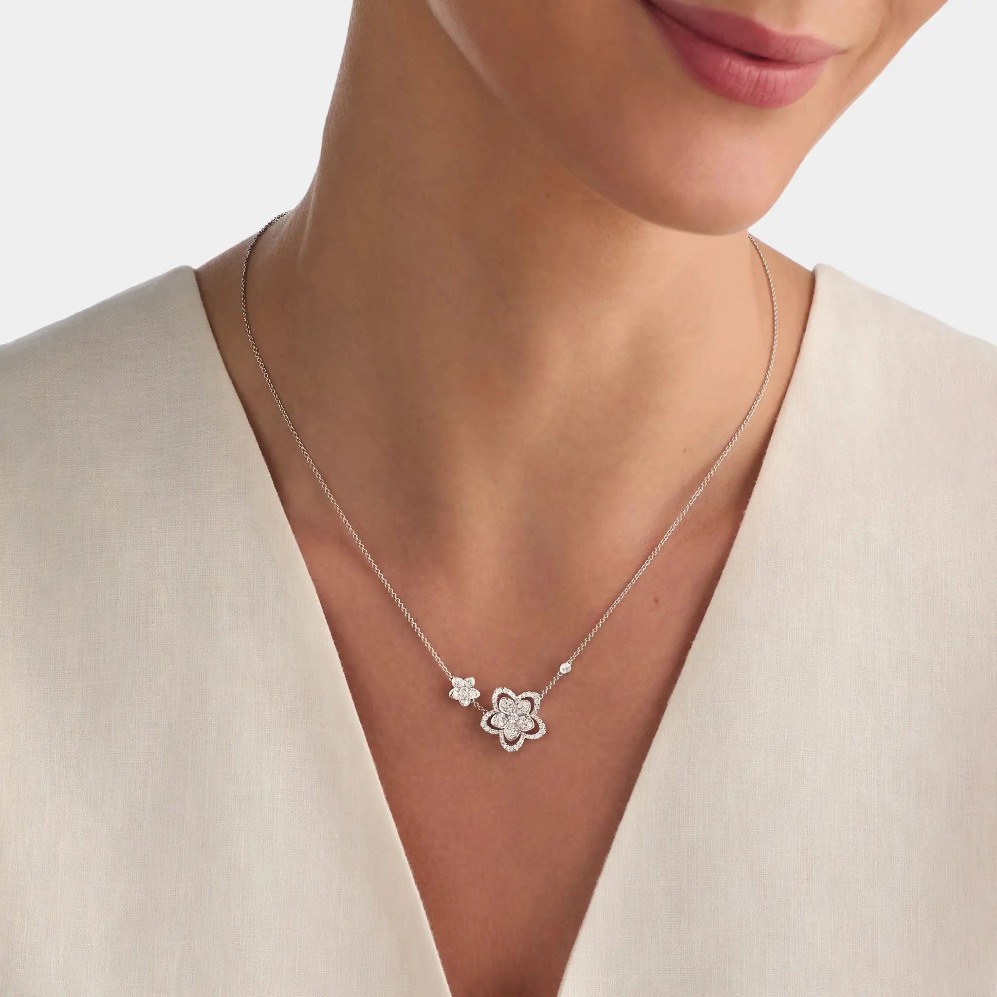 Wild Flower Double Diamond Pendant