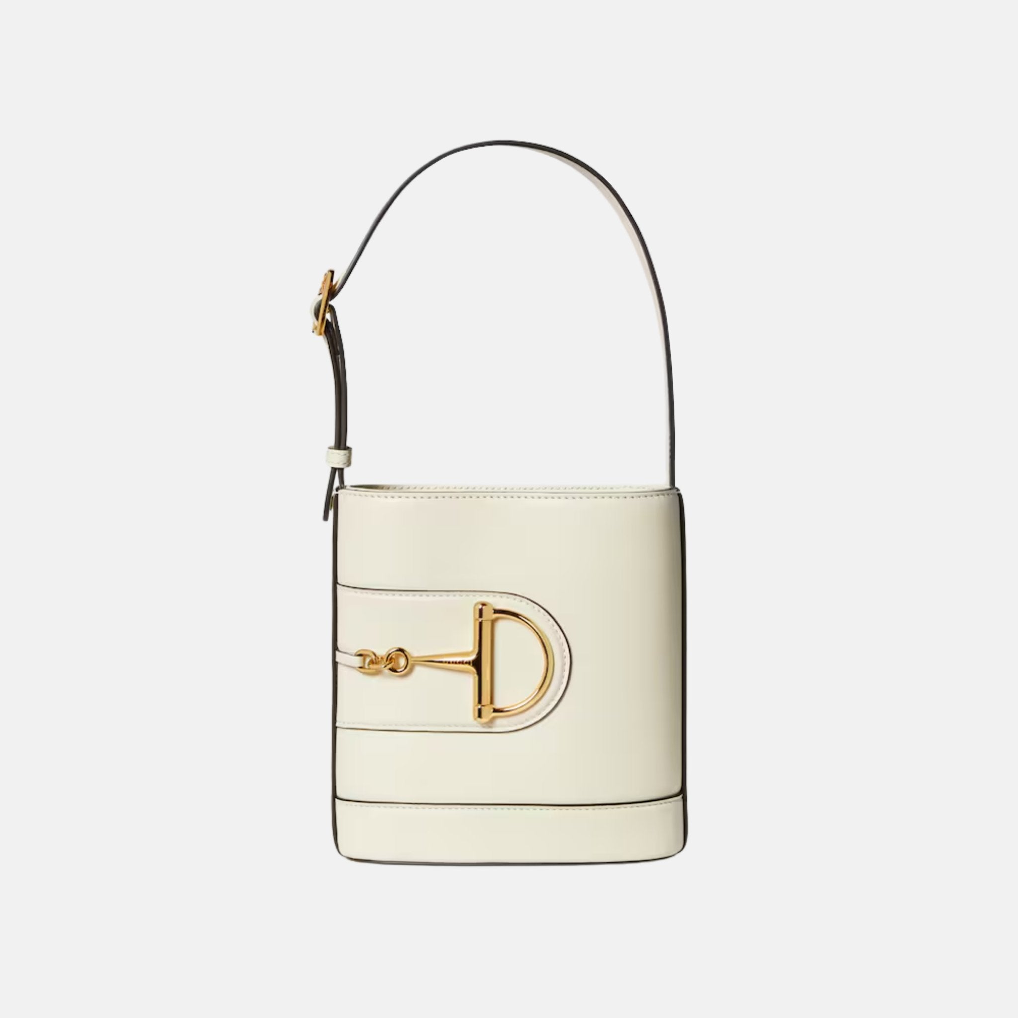 Gucci 73 Small Bucket Bag In Smooth Leather, White, Front