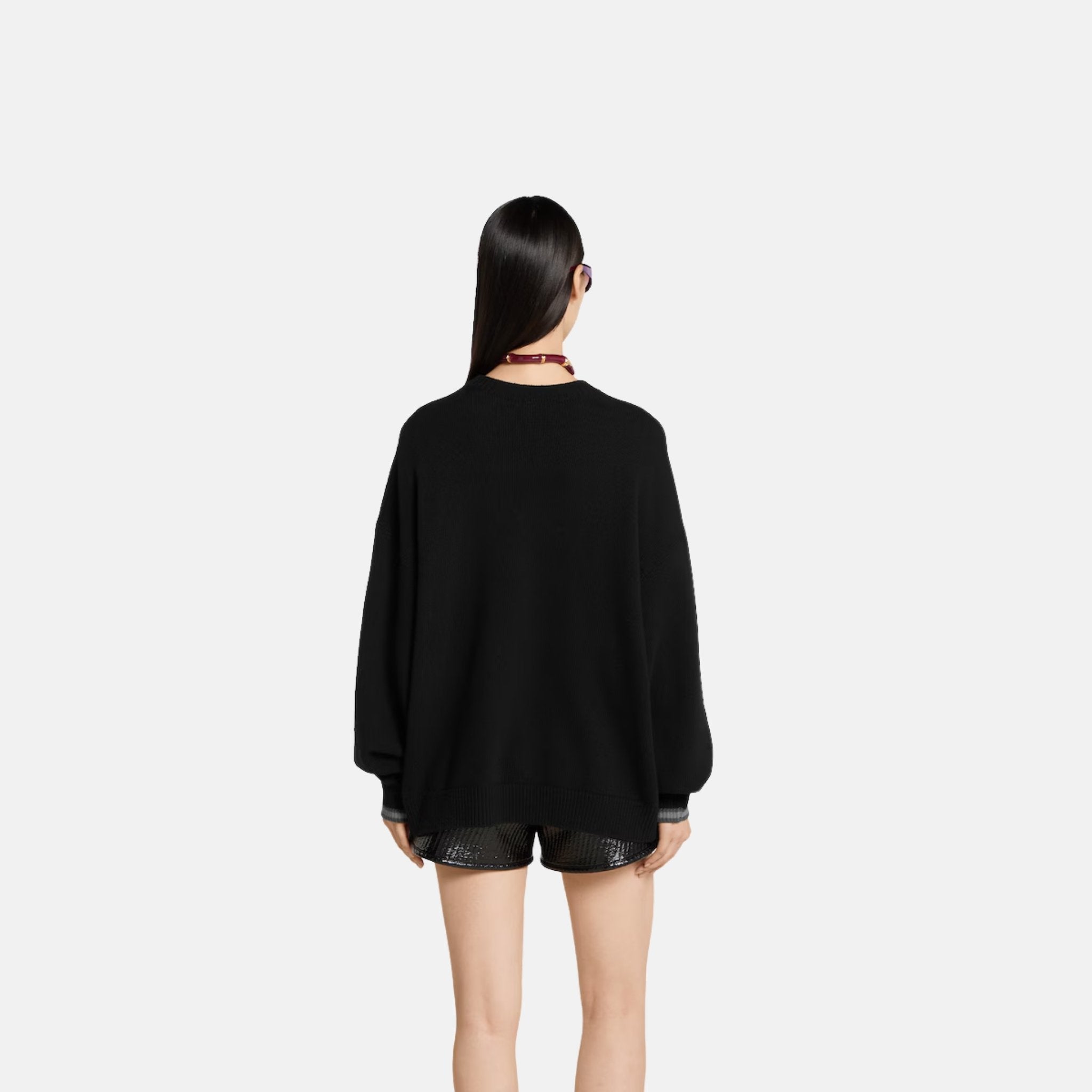 Cashmere Wool Sweater With Web Trim