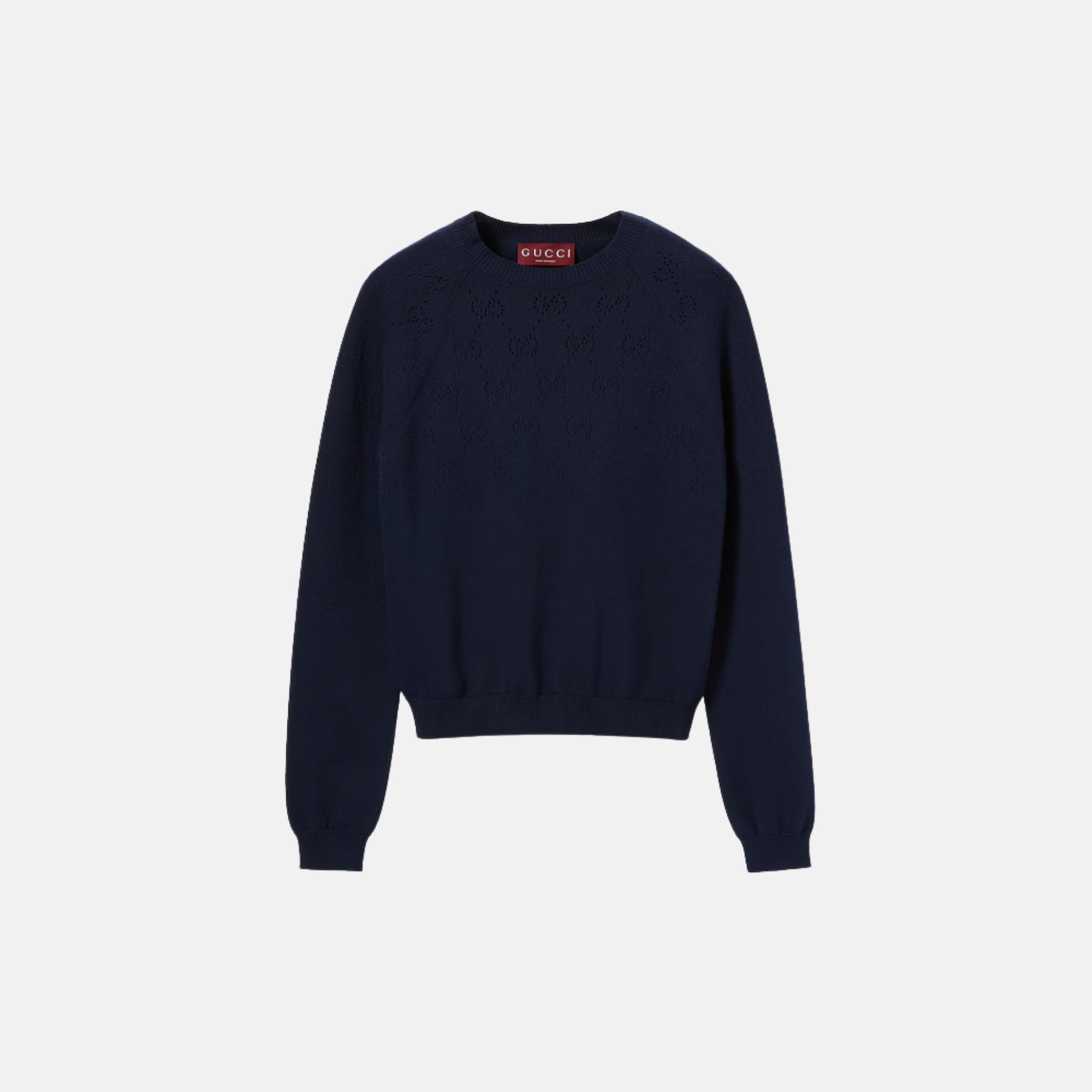 Gucci Cotton Crewneck Top With GG Argyle, Front