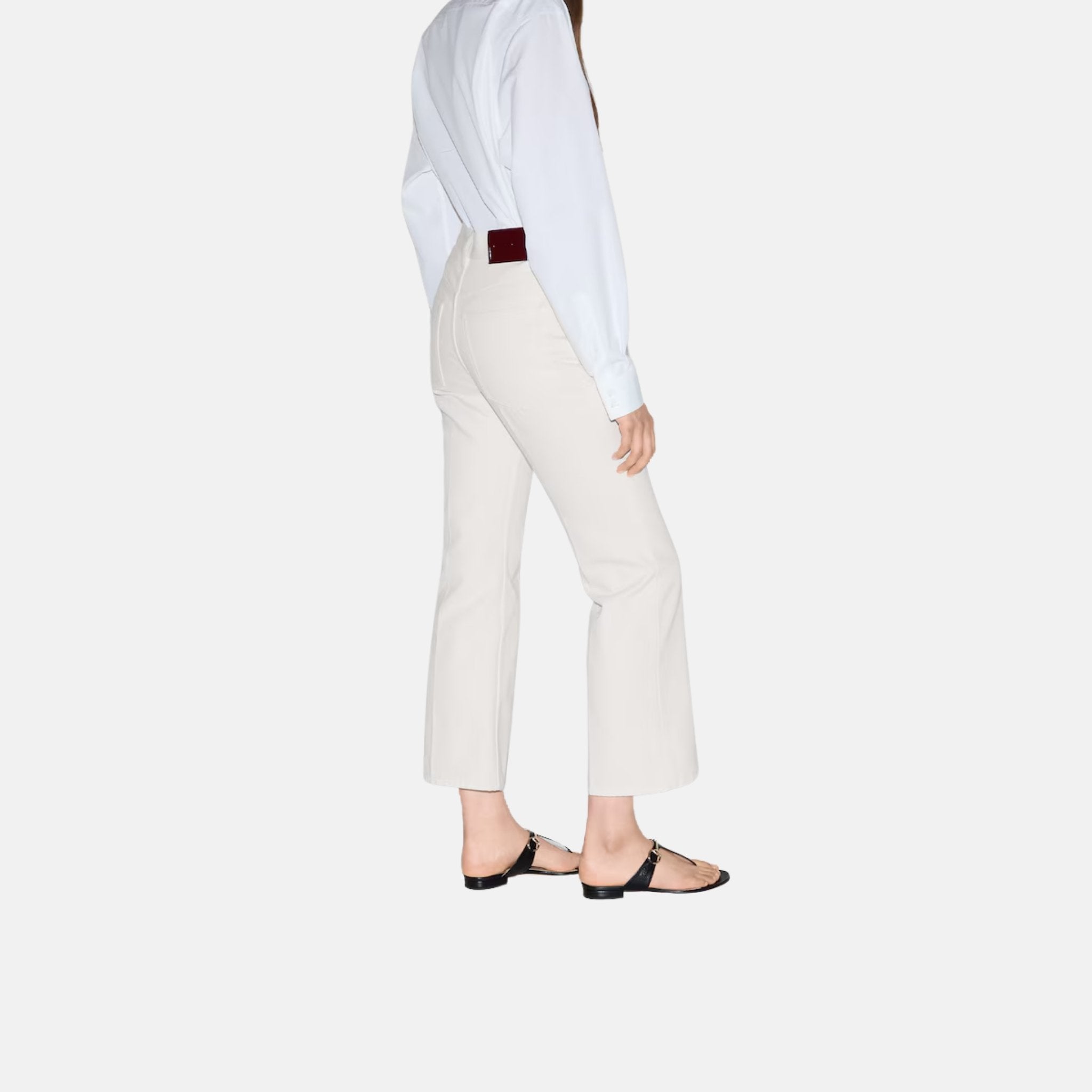 Cropped Flared Cotton Denim Trousers