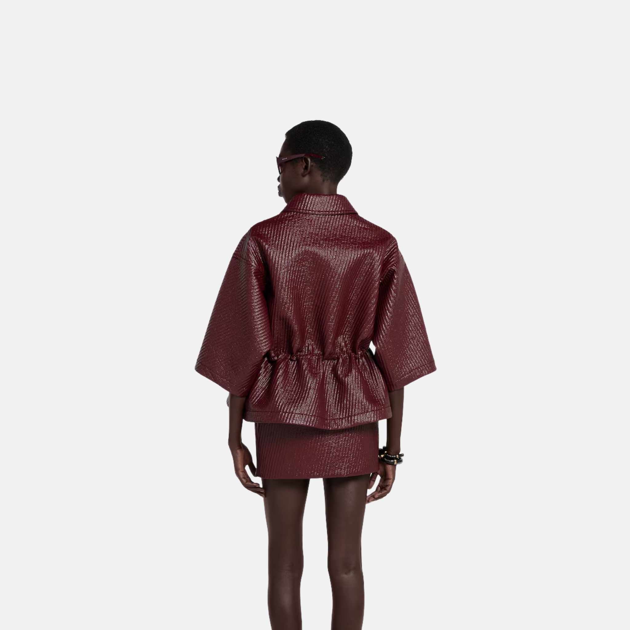 Diagonal Wool Short Sleeve Jacket