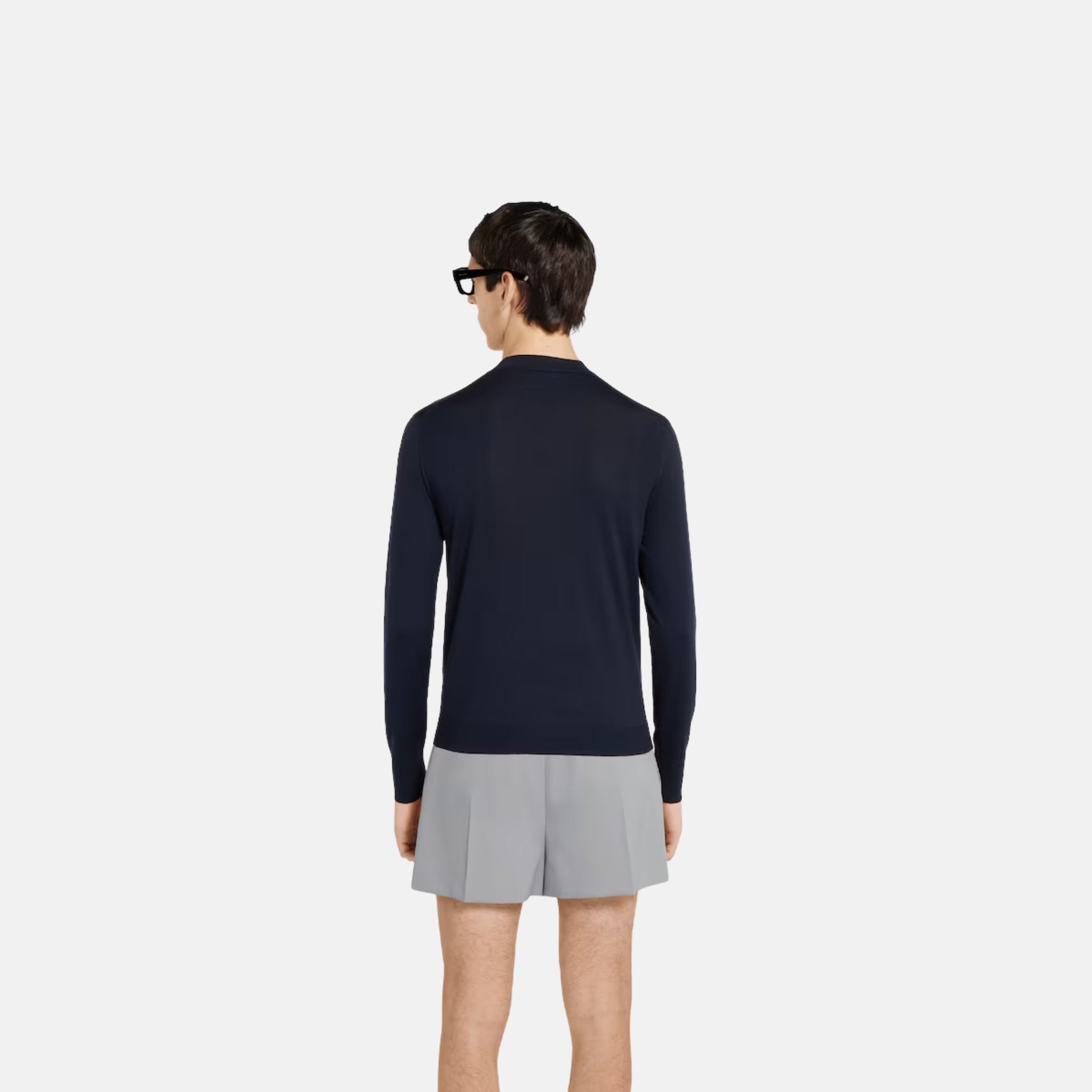 Fine Wool Knit Cardigan With Intarsia