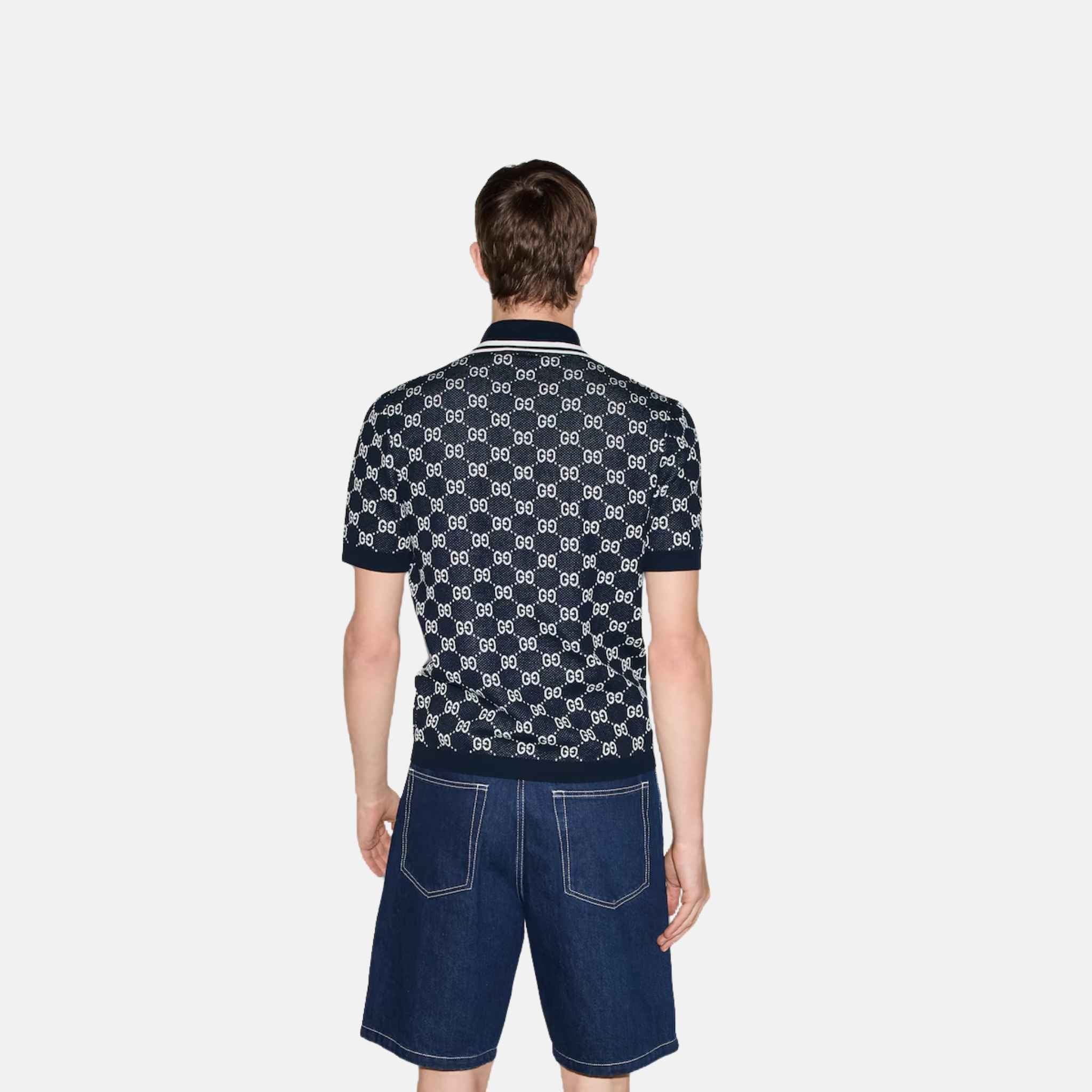 GG Cotton Knit Jacquard Polo Shirt