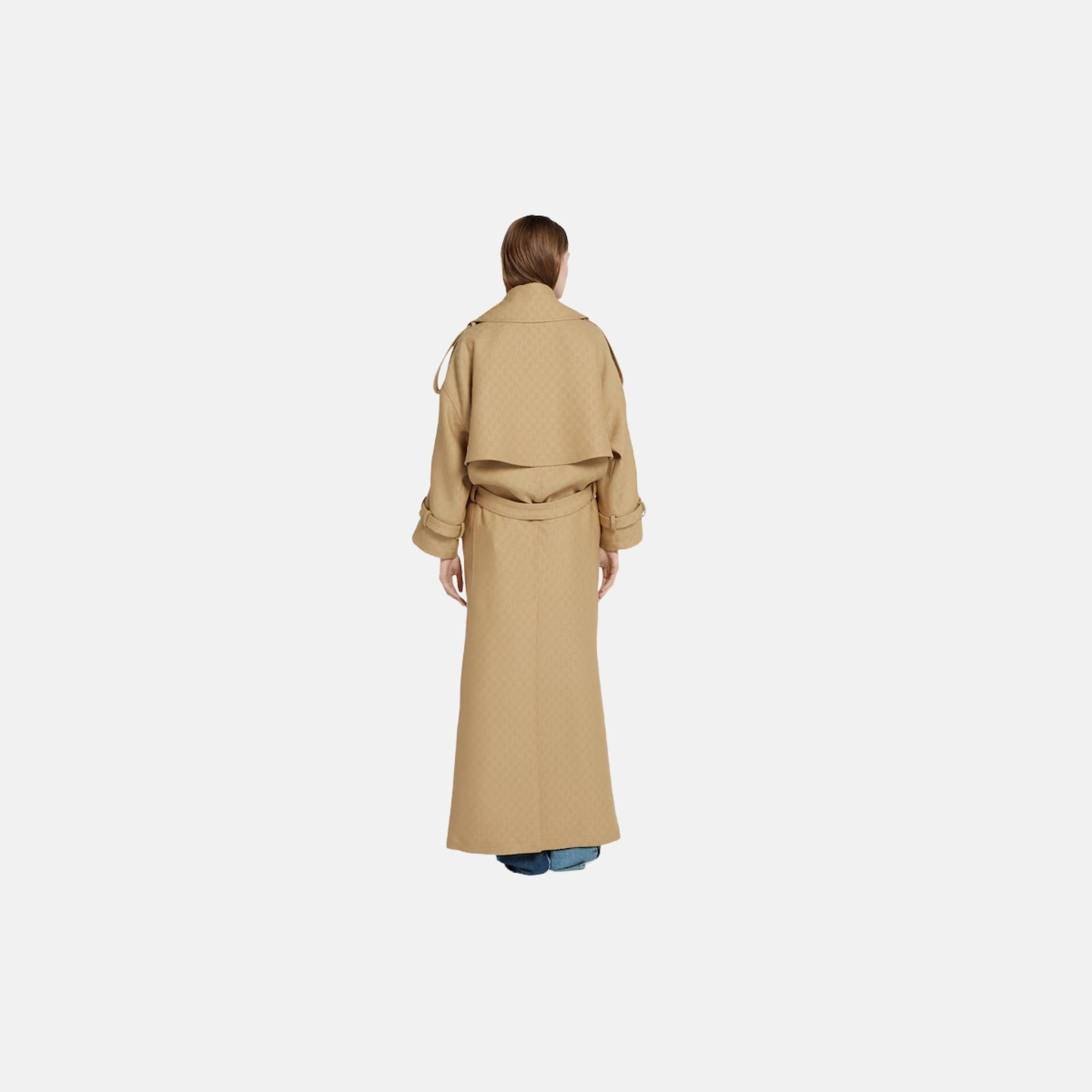 GG Crepe Silk Wool Double Breasted Coat